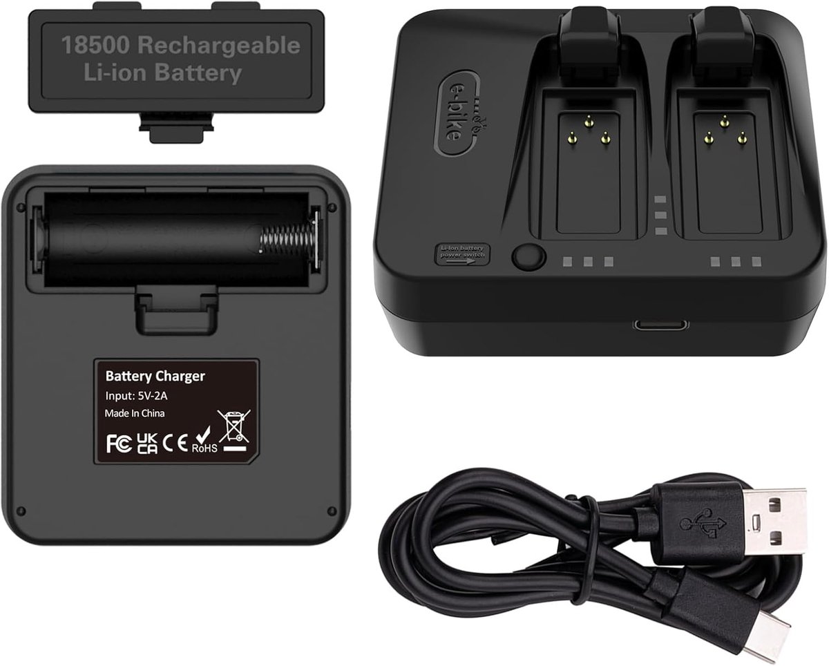 SnelShoppen - 2-Poorts Oplaadstation voor 3.7V 18500 Batterij - USB C Oplader - Power Bank Functie - Geschikt voor Thuis, Camping & Reizen