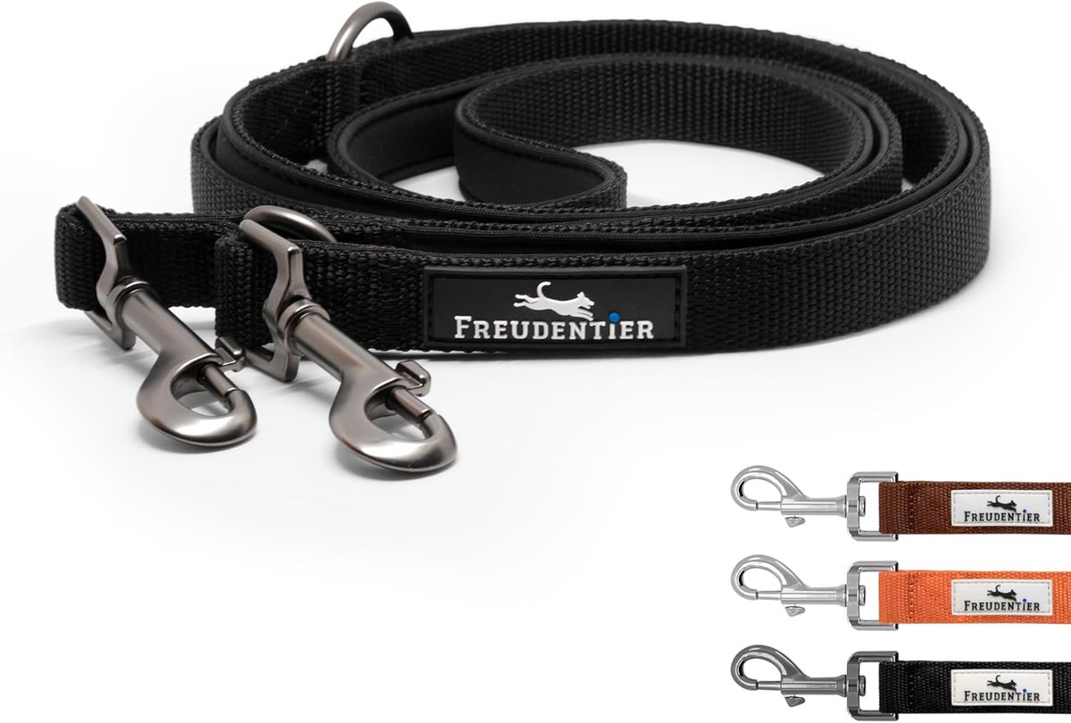 SnelShoppen - Dog Lead 2 m Verstelbaar, Zacht Gevoerd, Comfortabel in de Hand, Robuuste Hondenlijn voor Middelgrote en Grote Honden, Zwart, 20 mm