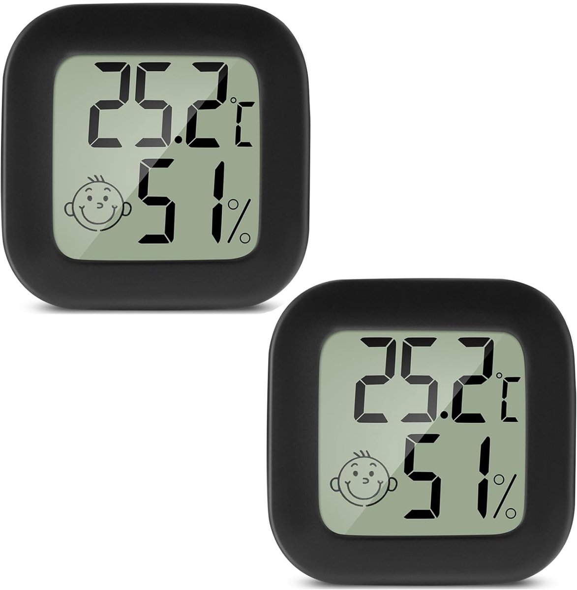 SnelShoppen - LCD Digitale Ruimtethermometer en Hygrometer - Mini Temperatuur en Vochtigheid Meter - Zwart - Voor Thuis, Kantoor, Kas - Accu Niet Inbe
