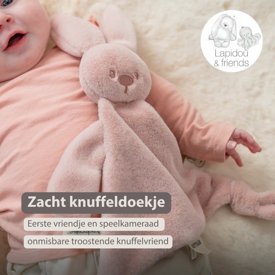Nattou Lapidou Baby Knuffeldoekje - 37 x 35 cm - Doudou Konijn - Poederroze van Nattou — afbeelding 5