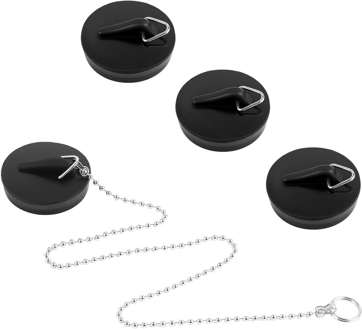 Set van 4 Universele Afvoerstoppen met Ophangring voor Keuken, Badkamer en Wasbak