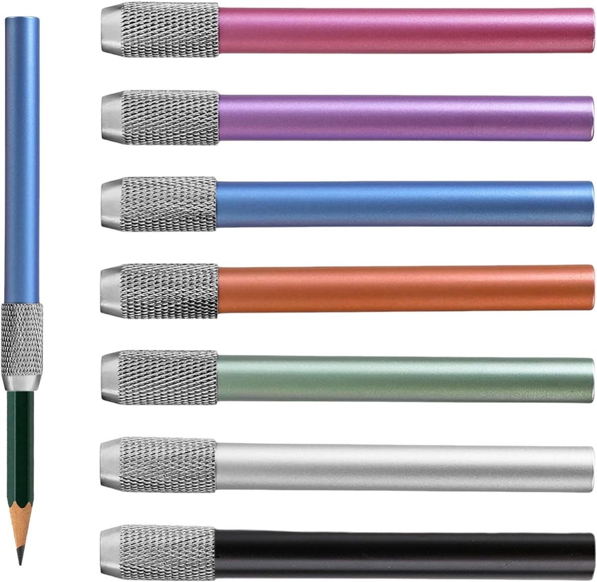 Pencil Extender Set van 7 Stuks - Dubbele Penhouder voor Schrijven, Tekenen en Schilderen in Diverse Kleuren