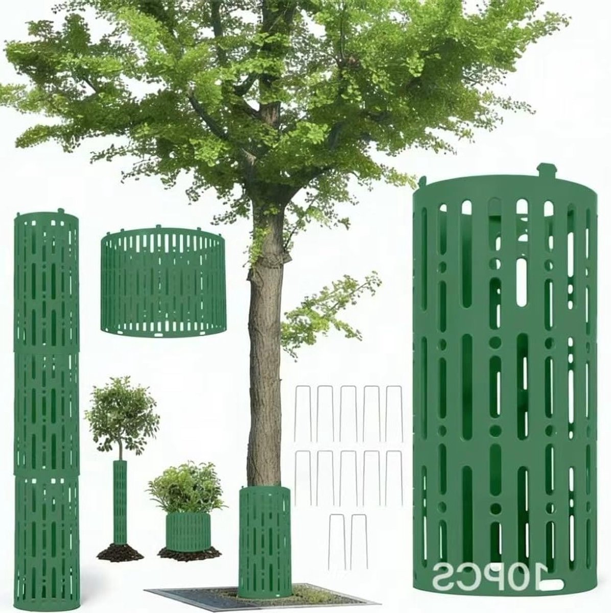 Set van 10 Uitbreidbare Boomstam Beschermhoezen met 10 U-Klemmen voor Optimale Boombescherming tegen Dieren en Schade