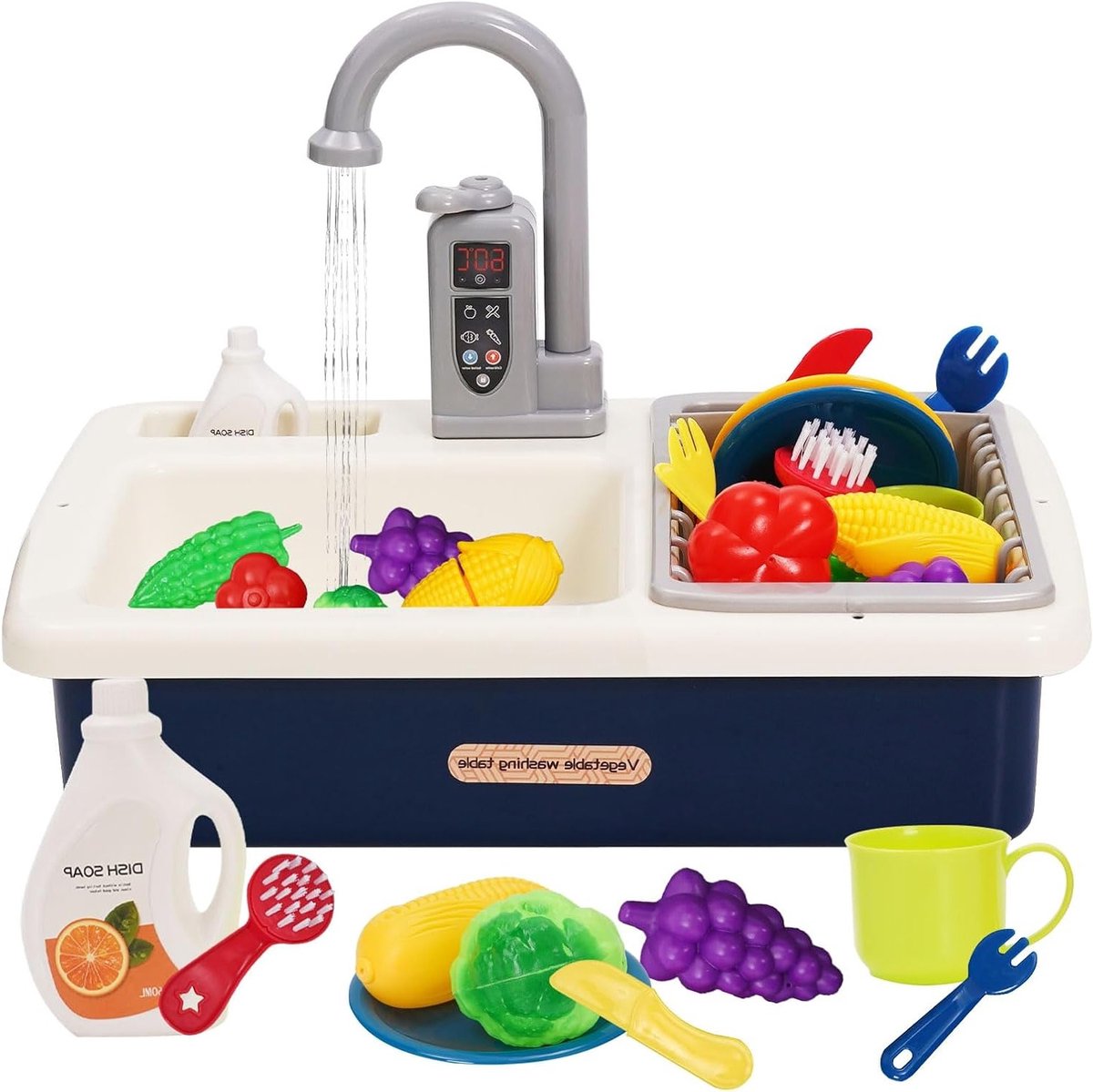Speelkeuken met Watercirculatie, Keukenaccessoires en Speelgoedset voor Kinderen vanaf 3 Jaar, Perfect voor Rollenspel en Creatief Spelen