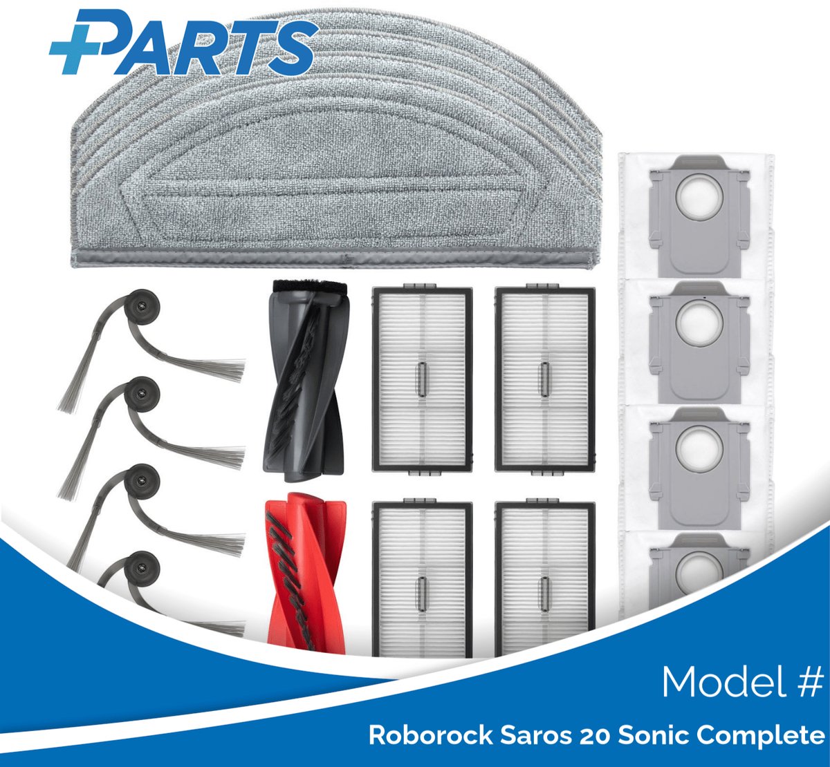 Roborock Saros 20 Sonic Complete Onderhoudsset (Plus.Parts® alternatief voor 8.02.0498)