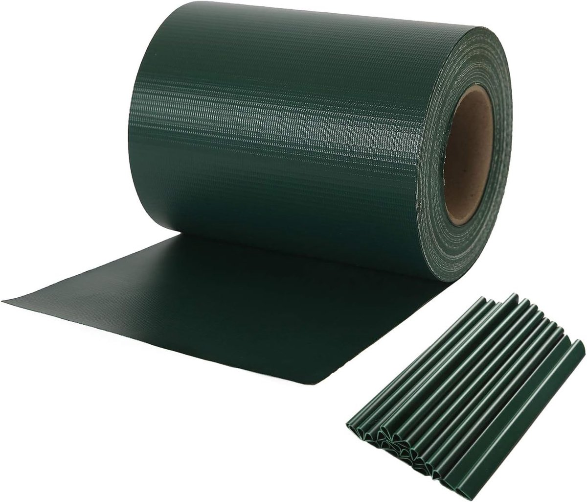 SnelShoppen - Privacy Film Tuin - Privacy Strip Tuinbescherming - 450 gr/m² PVC - Inclusief 20 Bevestigingsclips - 19cm x 35m Groen - UV-bestendig en