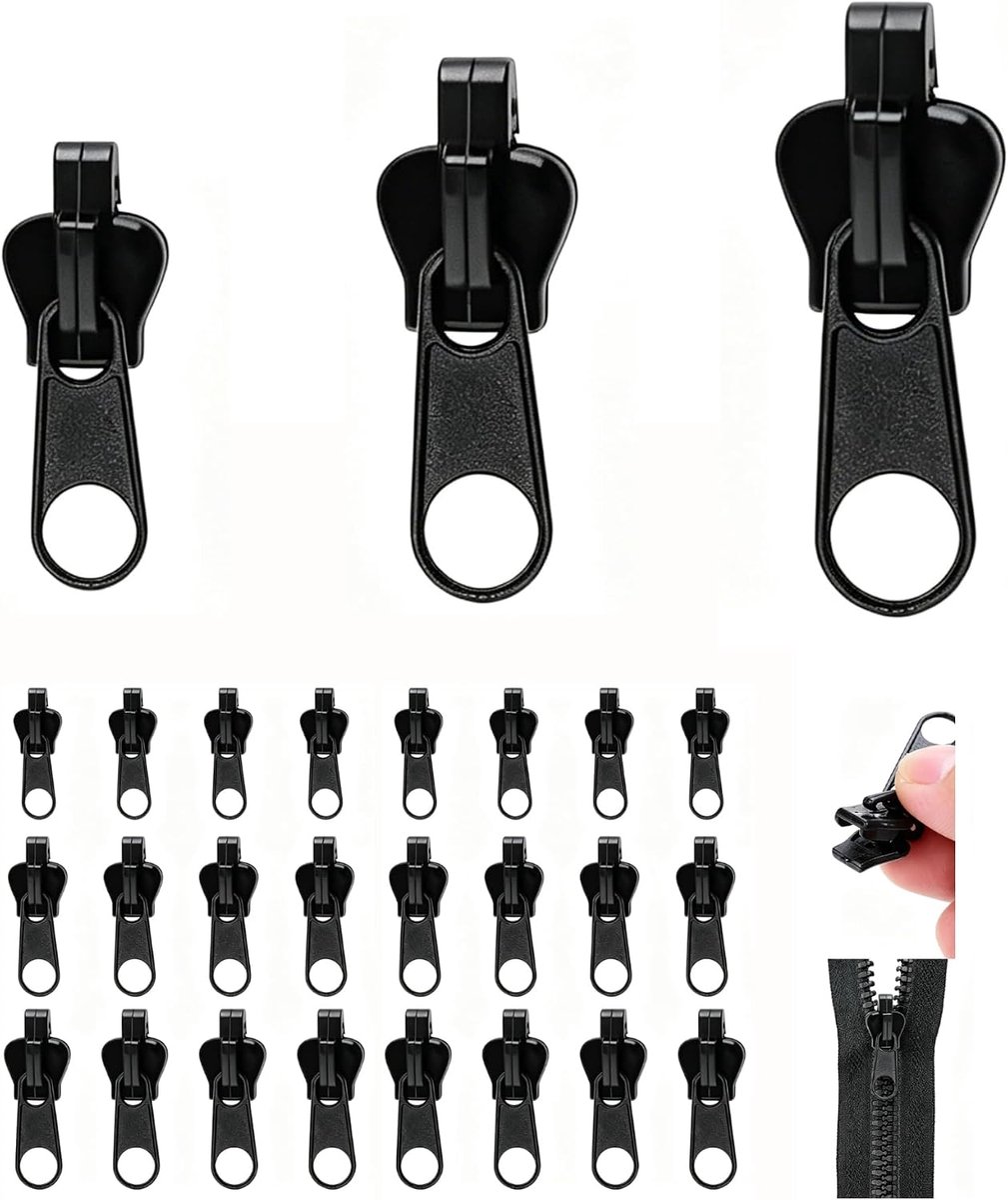 SnelShoppen - 24-delige Ritssluitingsreparatieset - Universeel - 3 Maten - Afneembare Ritssluiting - Voor Kleding, Jassen, Tassen, Koffers, Rugzakken