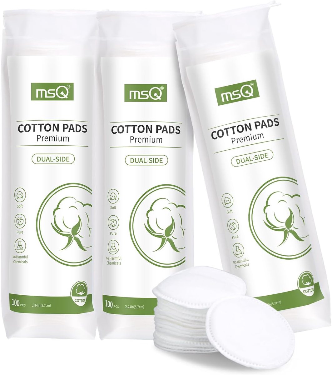SnelShoppen - 100% Katoenen Discs 3-Pack - Dubbelzijdige Katoenen Schijfjes voor Make-up Verwijdering & Gezichtszorg - 100 Stuks, Ultra Zacht en Absor