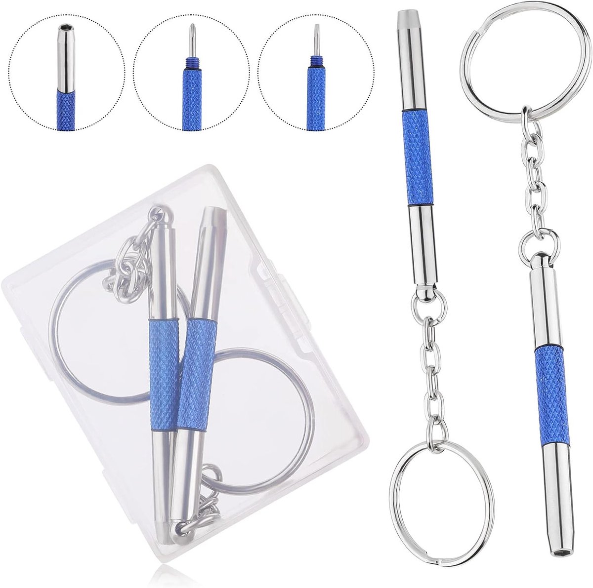 Kleine Reparatieset voor Brillen - 3-in-1 Precisie Schroevendraaiers met Sleutelhanger voor Brilonderhoud en -herstel