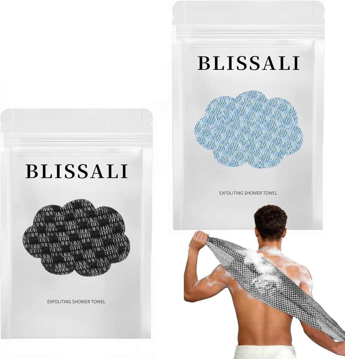 SnelShoppen - Antibacteriële Exfoliërende Douchehanddoek - Lichaamspeeling Doucheaccessoires - Scrubborstel voor Rug - Loofah Spons voor Mannen en Vro