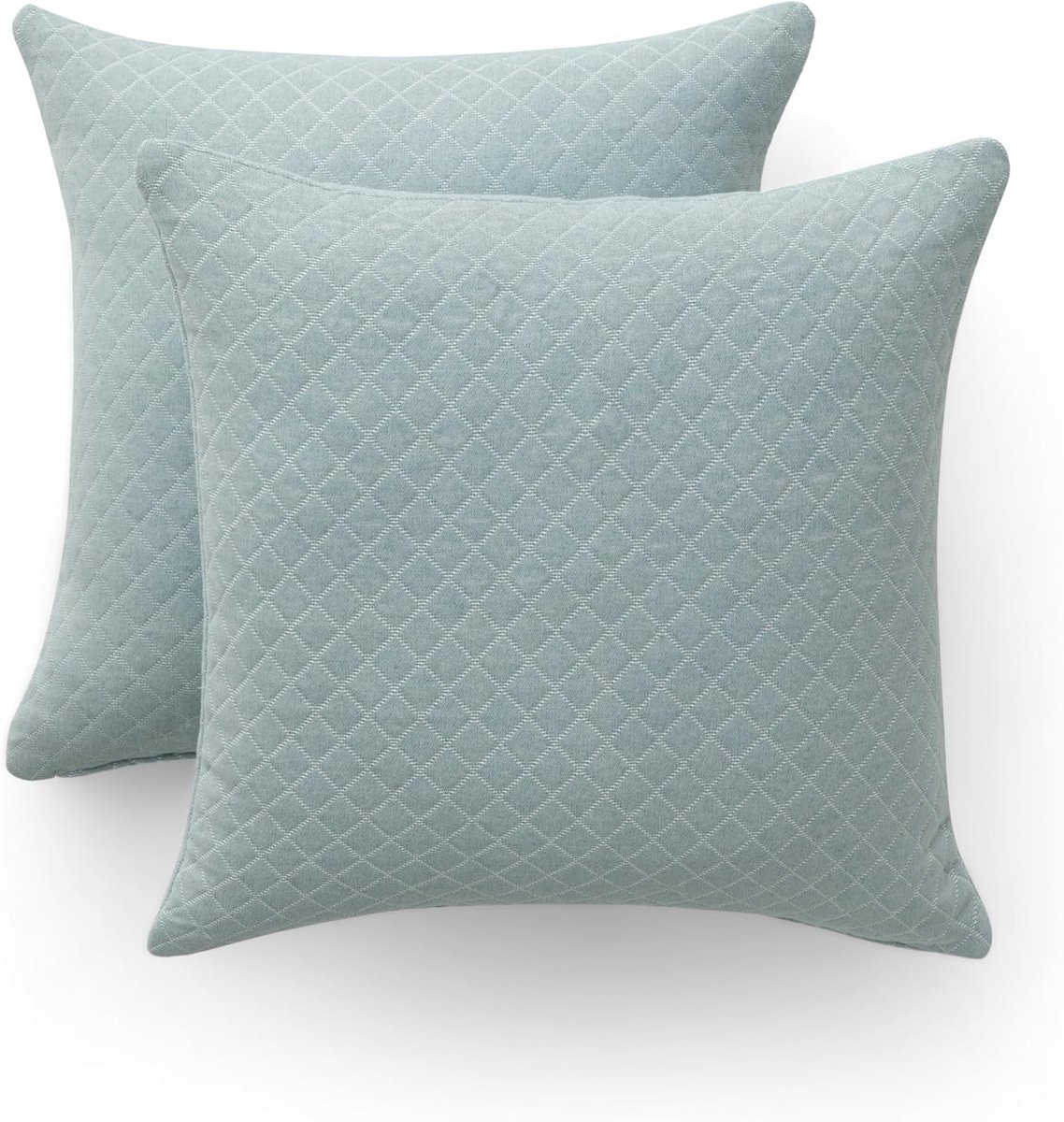 SnelShoppen - Set van 2 Kussenhoezen, Effen Katoen Jacquard, Decoratieve Sierkussens, 45x45 cm, Ademend en Zacht, Waterkleur, Perfect voor Bank en Sla