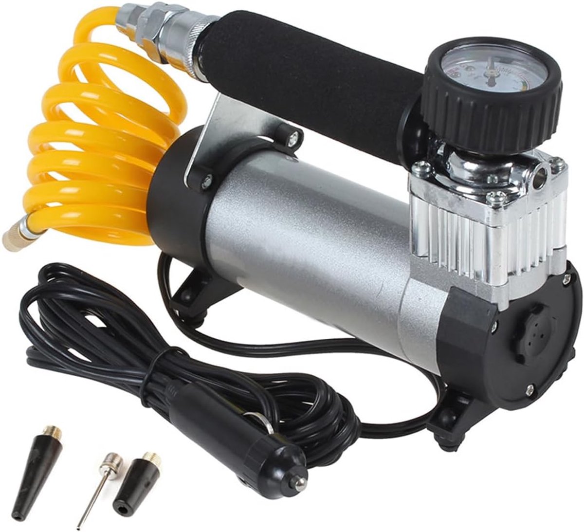SnelShoppen - 12V Hoge Prestaties Bandenpomp Dubbele Cilinder Directe Aandrijving Metaal Compressor 100PSI Geschikt voor SUV's, Trucks, Vans, Motorhom