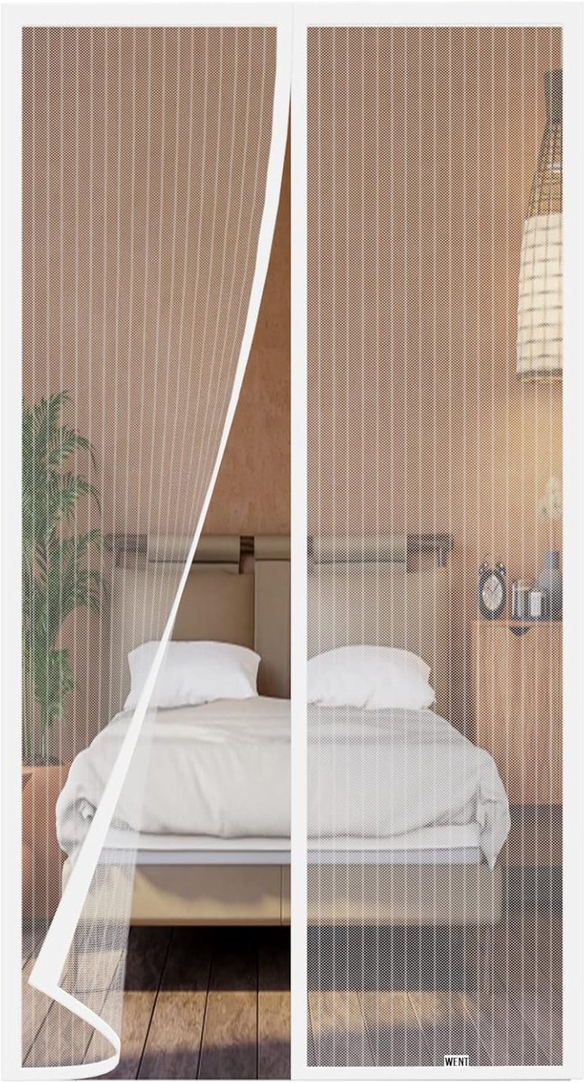 SnelShoppen - Magnetische Vliegenhor Deur 90 x 240 cm, Insectenscherm zonder Boren, Geschikt voor Balkon, Terras, Slaapkamer, Witte Kleur
