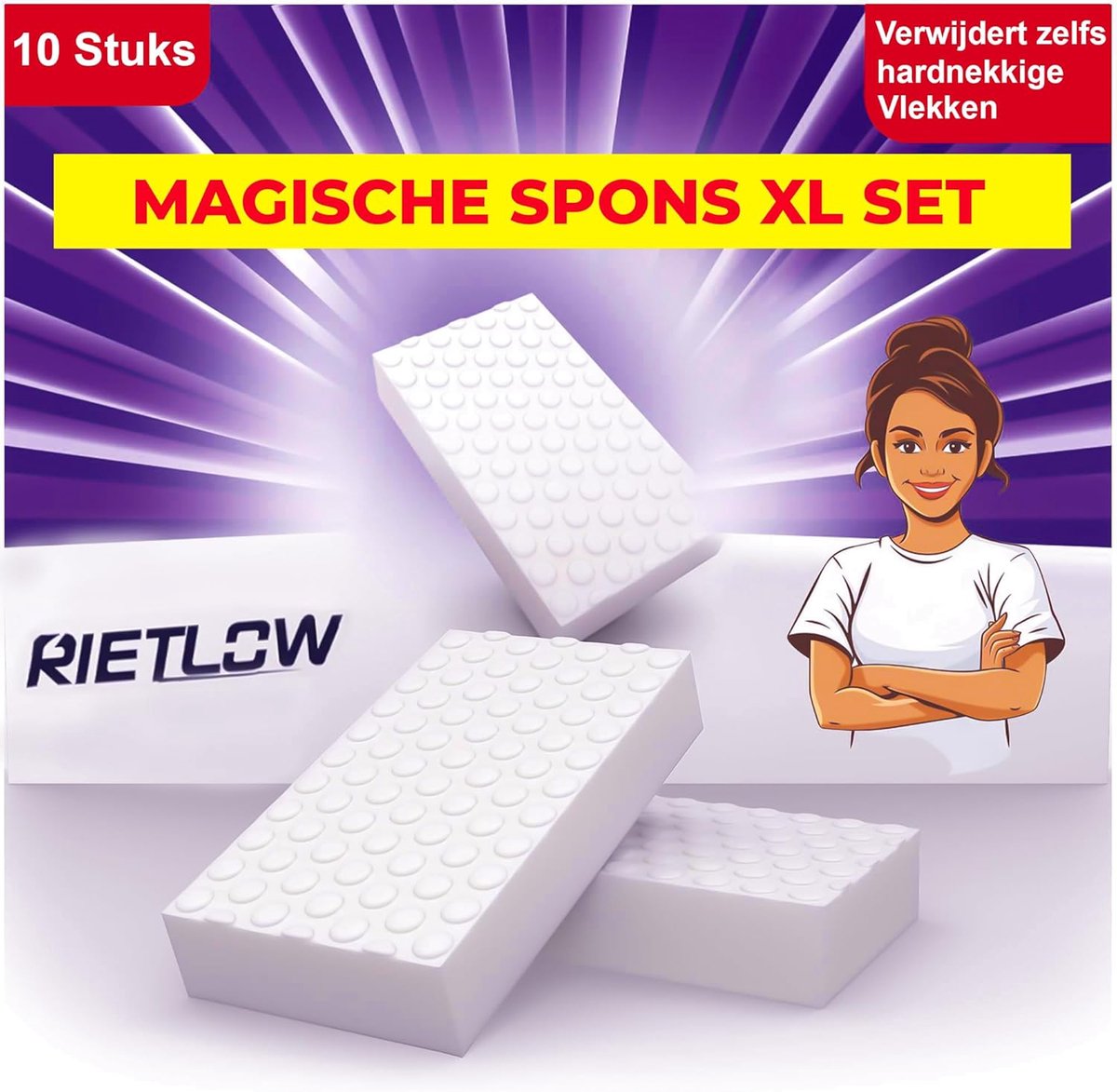 SnelShoppen - Magic Eraser Spons 10-delige set, dubbele dichtheid melamine reinigingsspons voor witte muren, behang, schoenen en vloeren, wandgum voor