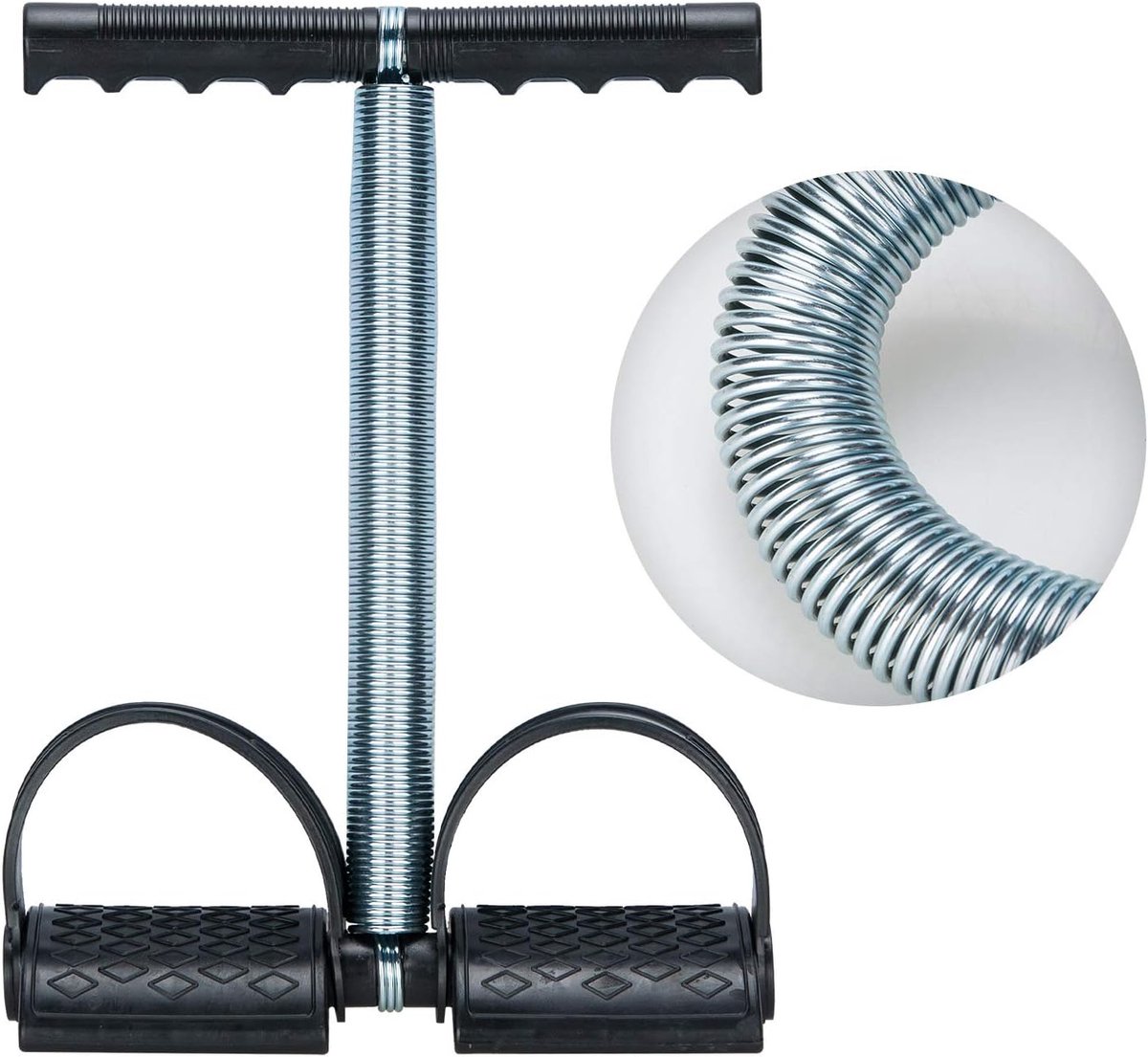 SnelShoppen - Upgrade Elastic Sit Up Pull Rope - Spring Tension Voetpedaal Waist Arm Abdomen Been Trainer - Fitness Apparatuur voor Thuis Gym - Zwart