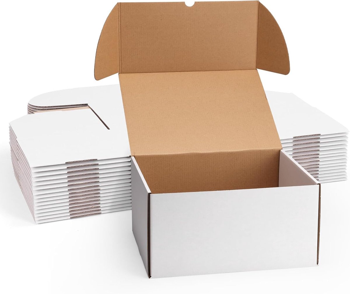 SnelShoppen - 15 Stuks Witte Verzendingdozen, Kleine Kartonnen Dozen 12 x 10 x 6 Inch, Golfkarton Verpakkingsdozen voor Verzending, Cadeau- en Vouwdoz