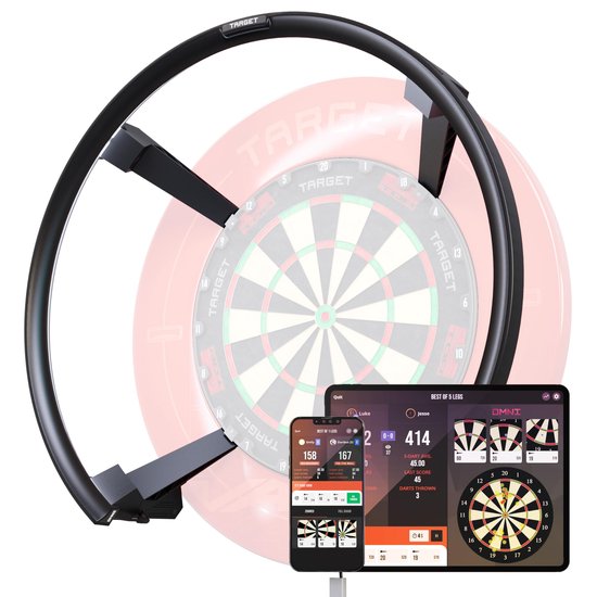 Target Darts Omni Dartbord Auto Score Ring met LED Verlichting - 4 HD Camera's voor Nauwkeurige Score Berekening - Inclusief DartCounter App - Magnetische Bevestiging - Compleet Pa
