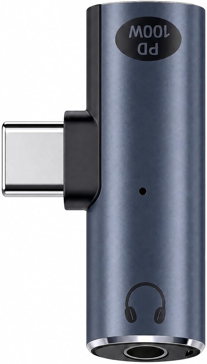 SnelShoppen - 2-in-1 USB C Hoofdtelefoonadapter en Opladen - 100W Snellaadaansluiting, 3,5 mm Audio-Jack voor Mobiele Telefoon, Laptop, Tablet, Smartp