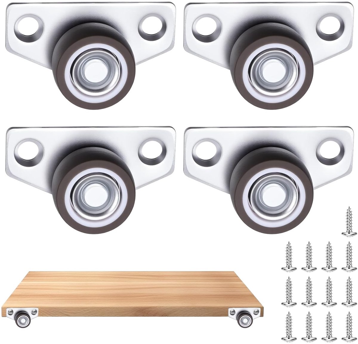 SnelShoppen - 4 Stuks Mini Wielen voor Kleine Meubels, TPR Rubber Meubelwielen, Boxwielen, Glijdende Deuren, 25 mm, Wielen voor Tafelpoten, Lades en K
