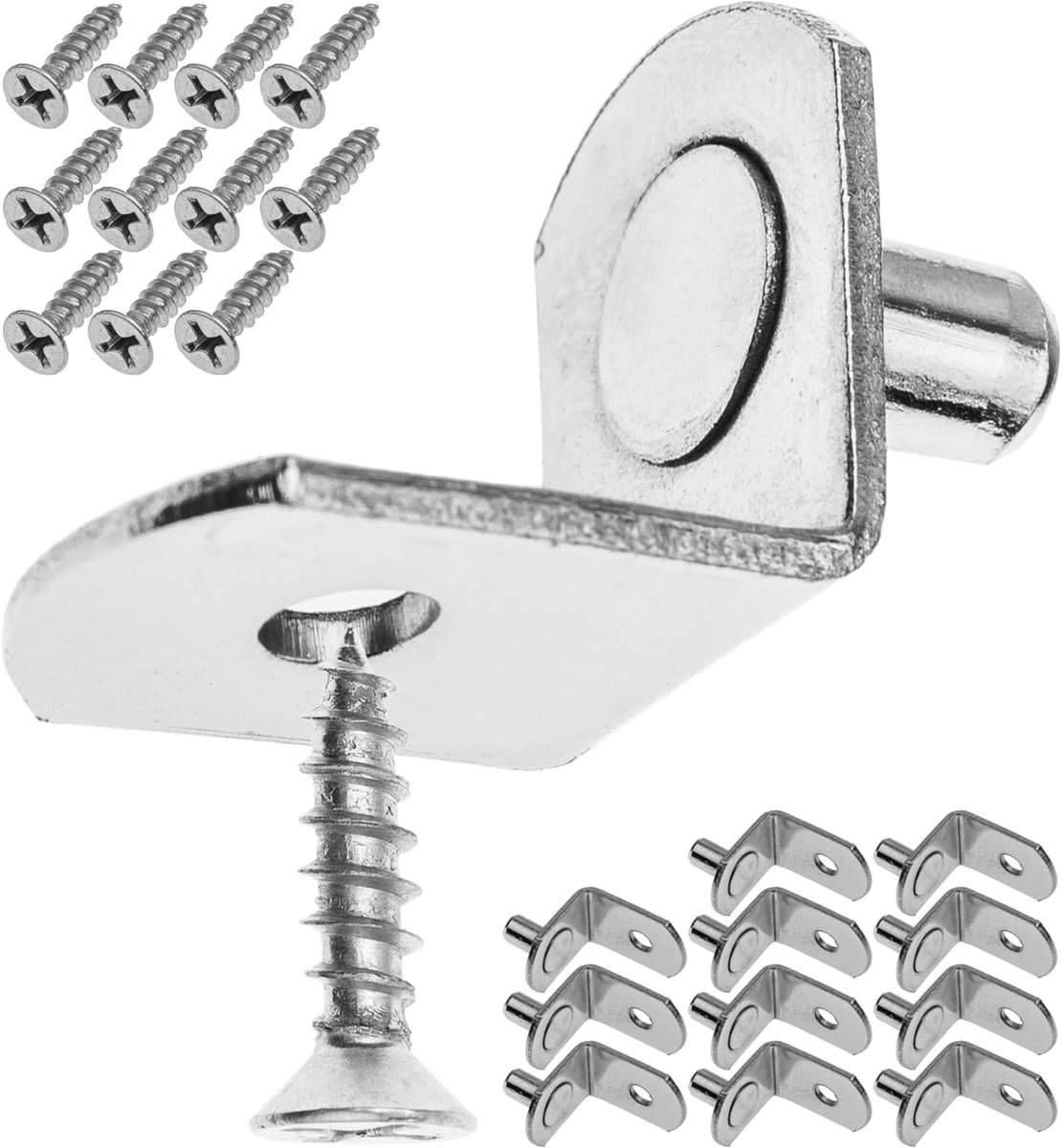 SnelShoppen - Shelf L-Vormige Steun D5, 12 Stuks, Stevige Staal, Roestvrij, 5 mm Diameter, Ideaal voor Meubels en Planken, Perfect voor Werkplaatsen,