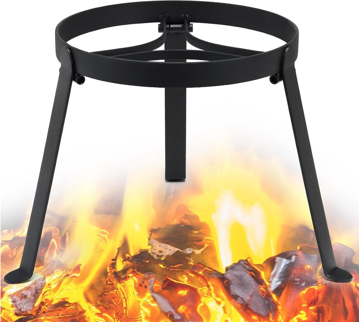 Zwarte Pannenknecht voor Kampvuur - Duurzaam Kookgerei, Ideaal voor Buiten, Perfect voor BBQ en Kamperen