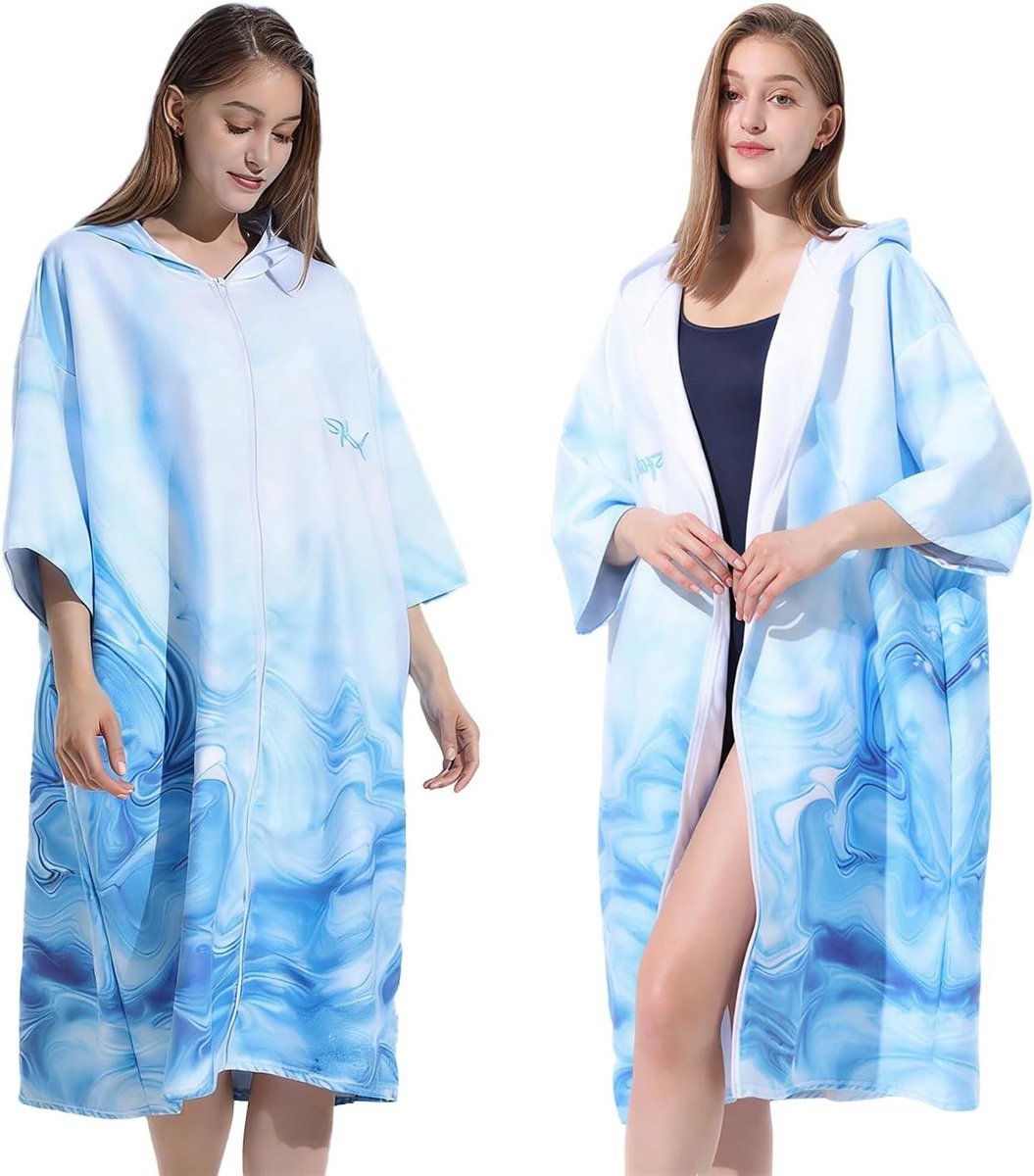 Veranderbare Sneldrogende Microfiber Poncho Handdoek voor Volwassenen - Groot, Absorberend en Draagbaar voor Zwemmen, Surfen en Strandgebruik