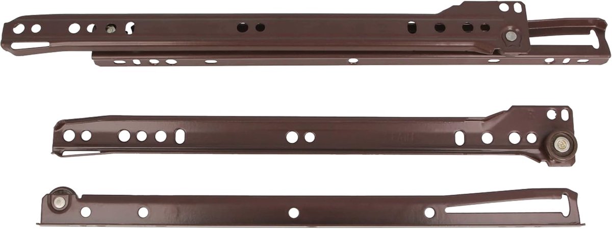 SnelShoppen - Set van 2 metalen schuifrails met wielen voor meubels, lades of kasten | Staal wit | Laadvermogen 18 kg/paar | Afmetingen 300 x 37 mm