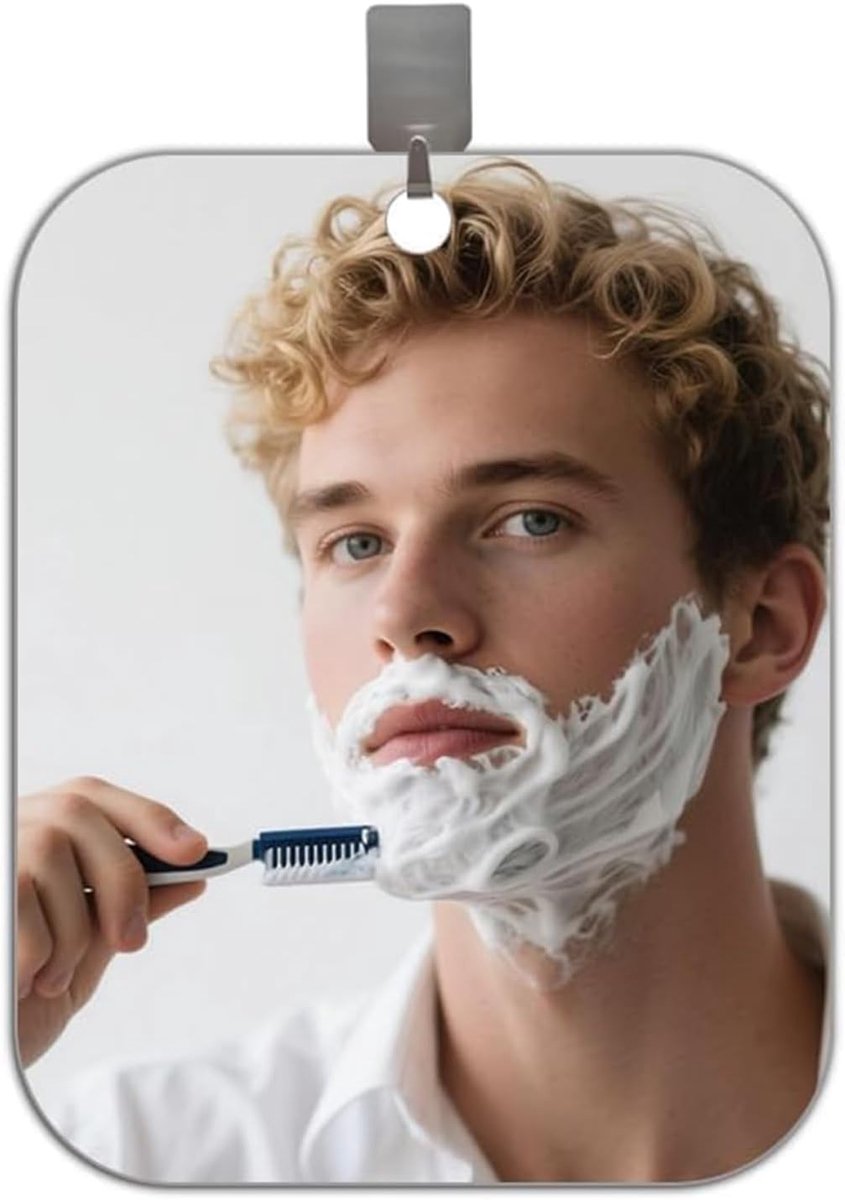 SnelShoppen - Shaving Mirror Douche Spiegel Antifog Scherfvrij Wandmontage Zonder Boren met Haak 13x17cm Heldere PC Plastic voor Badkamer en Douche
