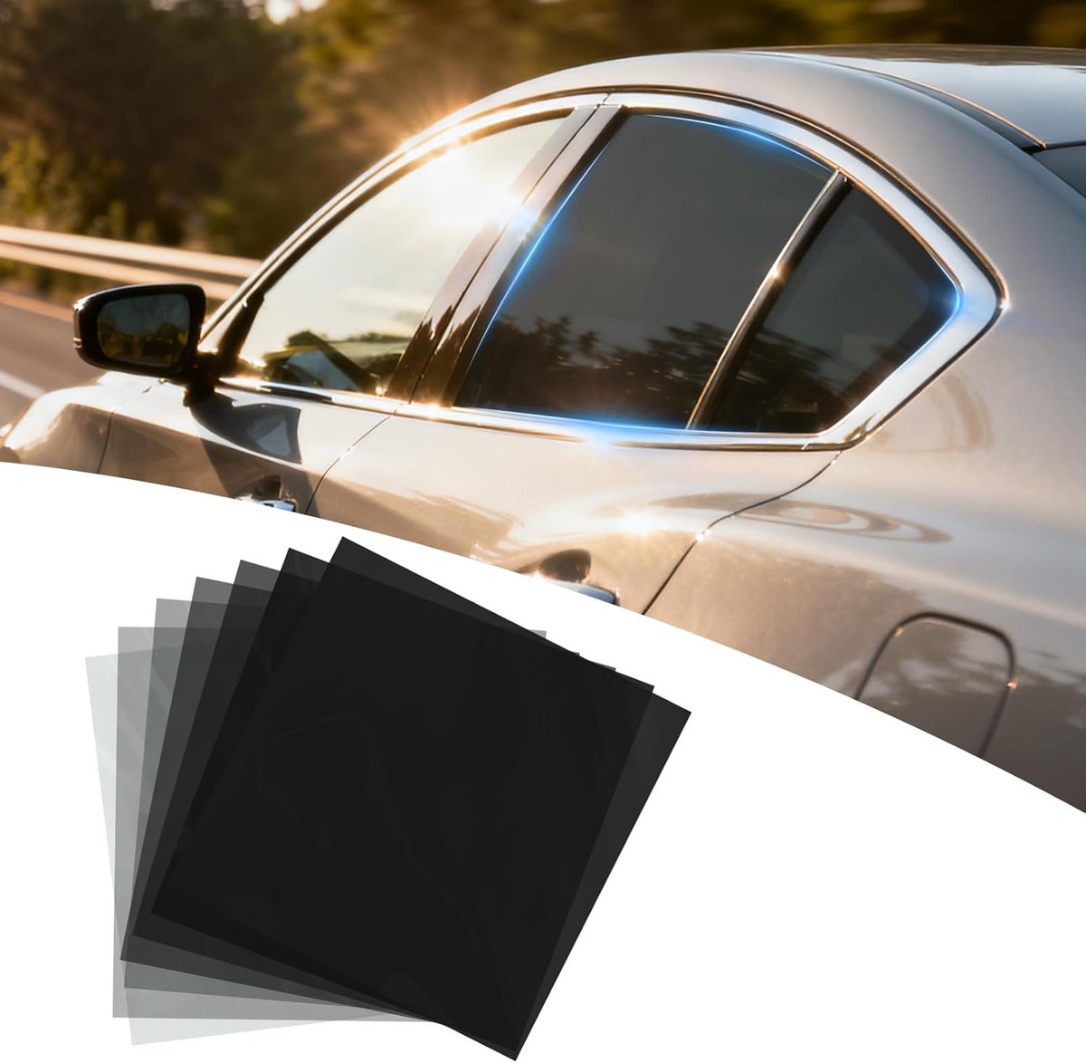 Thijox - Patroon Autoruitfolie 15x15 cm - Vergelijking 7 VLT (1%, 5%, 15%, 25%, 35%, 50%, 70%) - Zonnebeschermingsfolie, Warmte-isolatie en Privacyfol