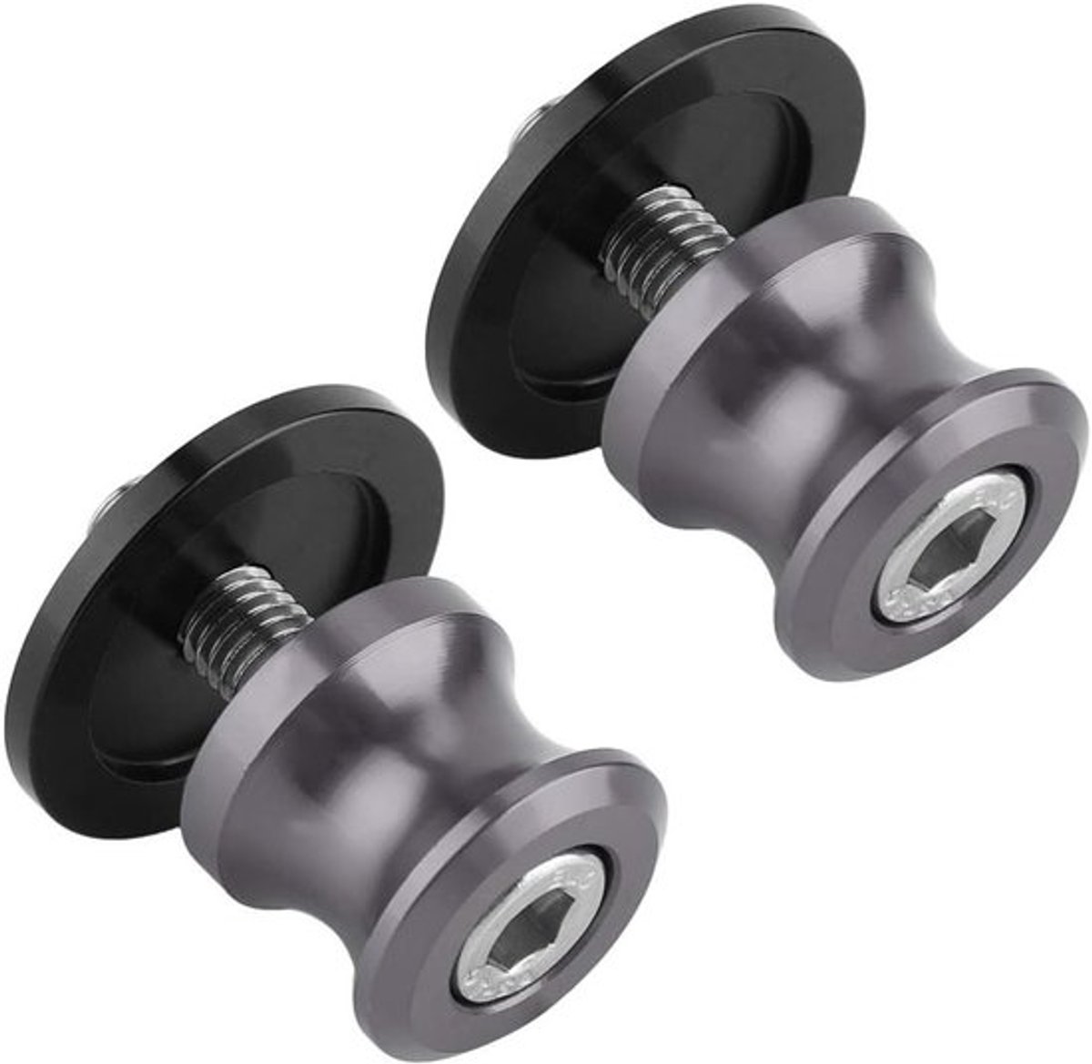 2 Stuks 6mm Motorfiets CNC Achterstand Swivel Arm Coil Sliders voor YZF R1 - Standaard Swingarm Bobbins en Paddock Stand Accessoires in Titanium Kleur