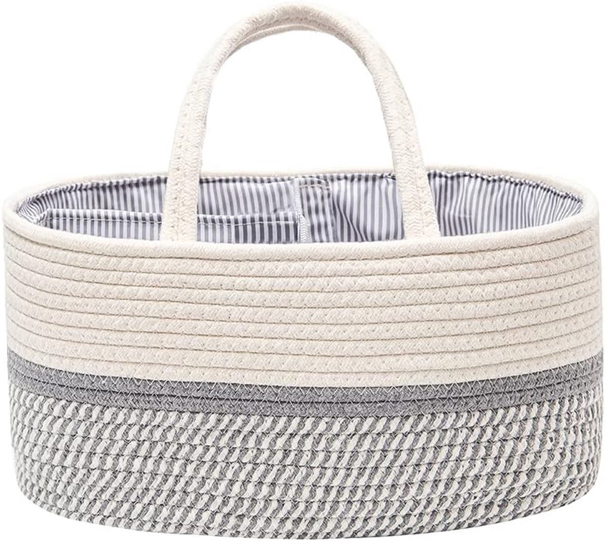 Thijox - Baby Luier Organizer Mand, Draagbare Katoenen Luiertas Opslag met Verwisselbare Compartimenten, Multifunctionele Caddy voor Luiers en Babyben
