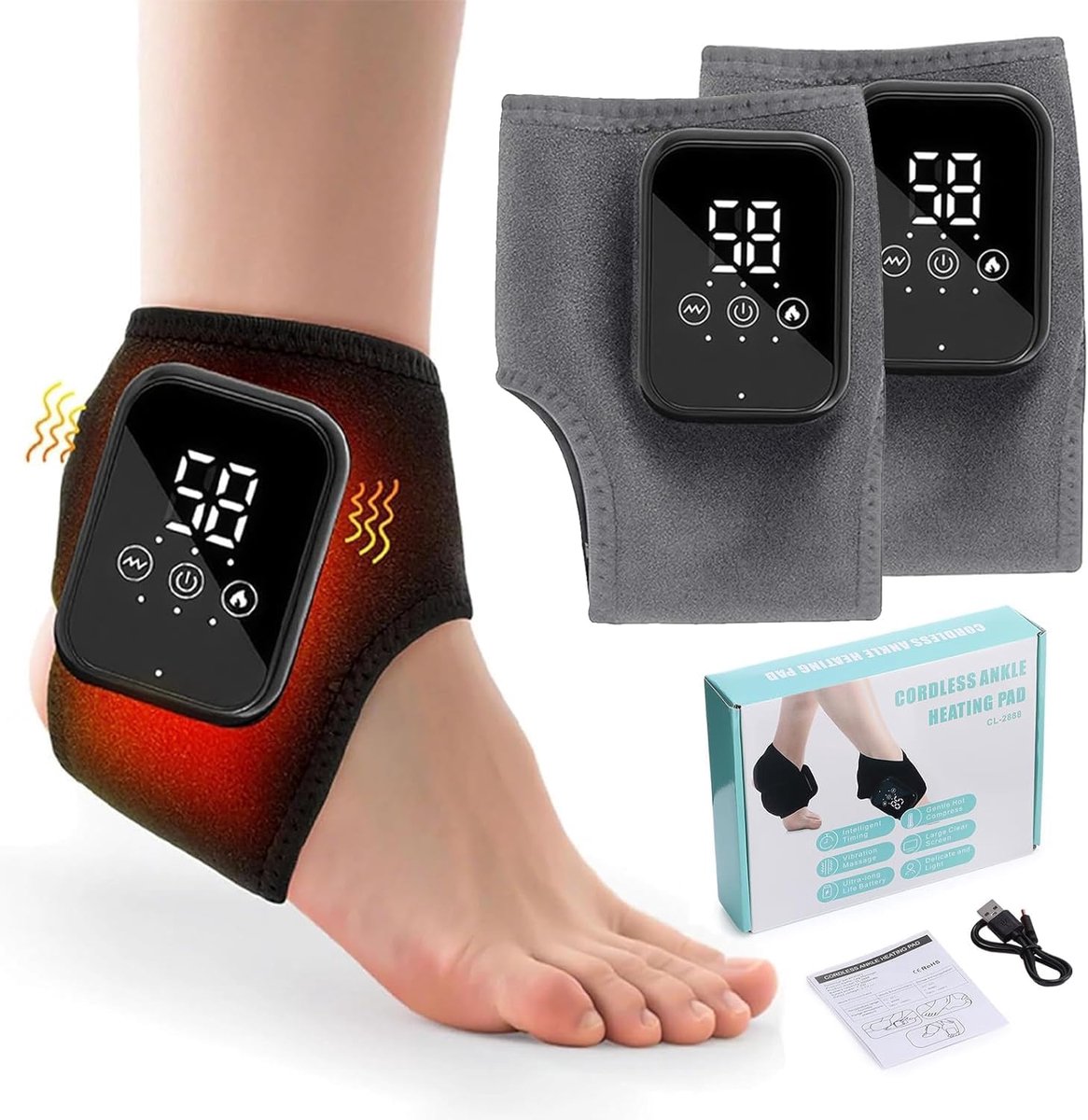 Thijox - 3-in-1 Voetmassager - Neuropathie Massageapparaat - Draagbare Elektrische USB-oplaadbare Voetmassage met 3 standen en 5 Warmteniveaus - Ideaa