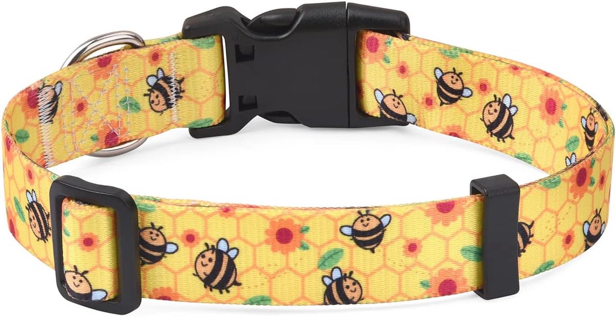 Thijox - Zachte hondenhalsband in etnische stijl, verstelbaar, Boheemse bloemen, tribal geometrische patronen voor kleine, middelgrote en grote honden