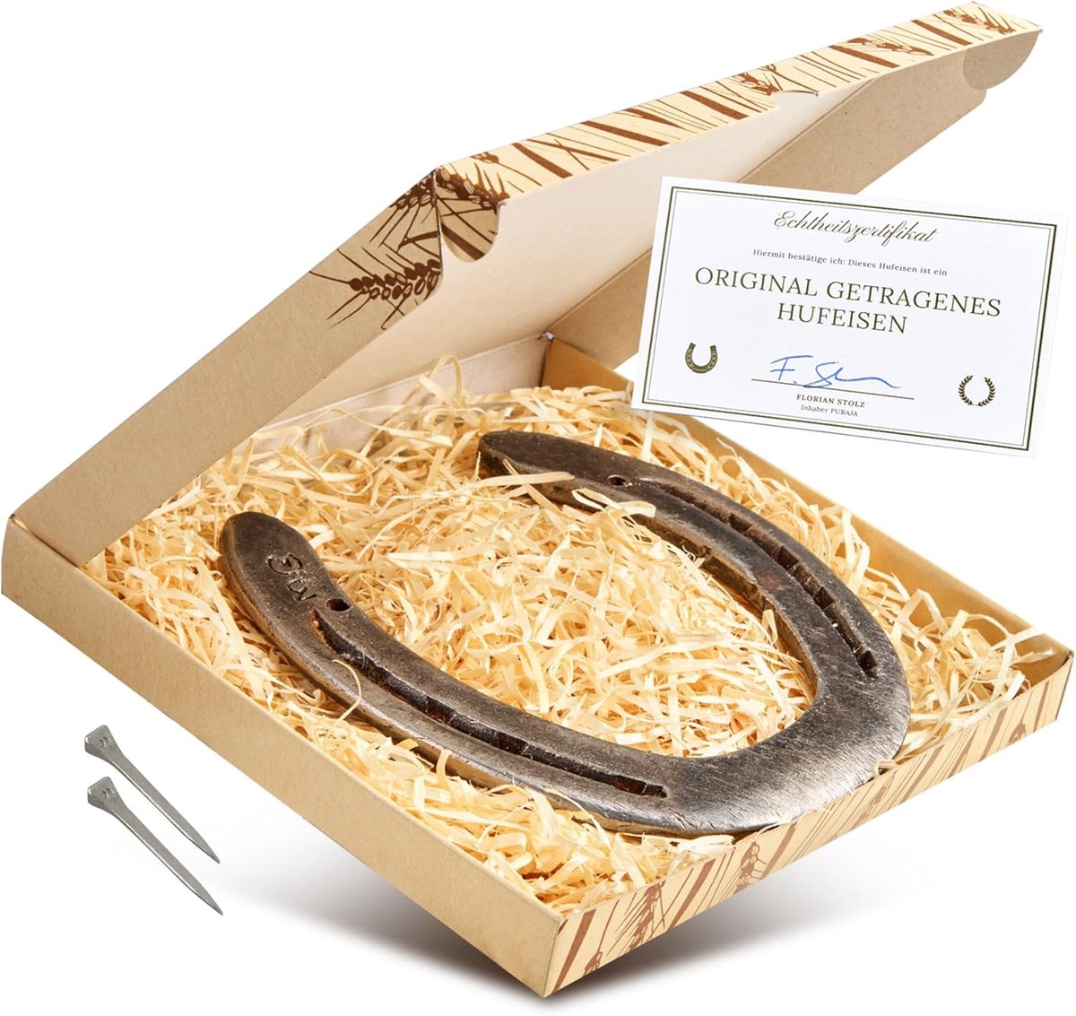 SnelShoppen - PURAJA Geluksschoen - Echte Worn Horseshoe - Geluksbrenger voor Verjaardag, Huwelijk, Huiswarming, Doop, Geboorte - Origineel met Echthe
