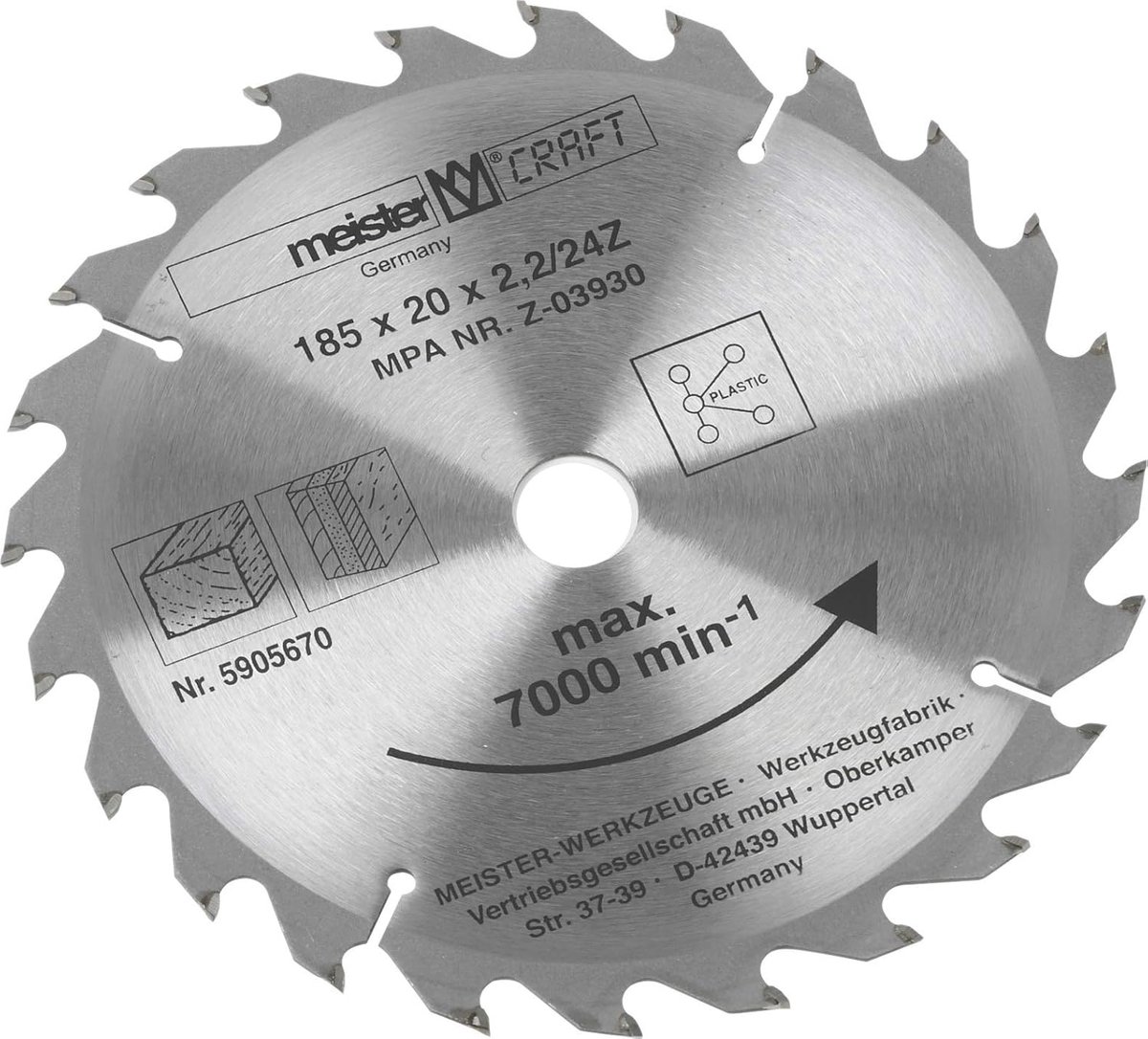 SnelShoppen - Cirkelzaagblad 185 x 20 x 2.2 mm - 24 Tanden - Carbide Zaagblad voor Hout - Ideaal voor Snelle Lengte Snedes - Max. 6700 Min-1