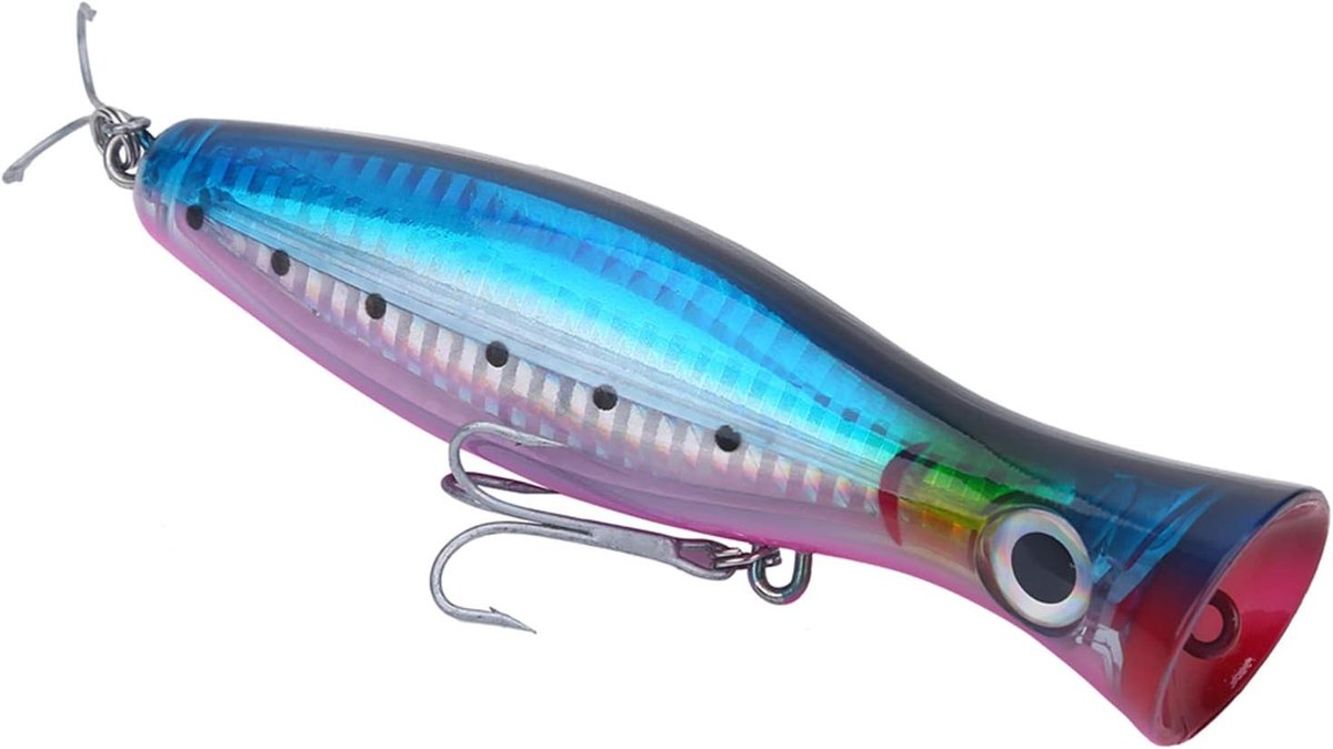 SnelShoppen - Vissnoeren Lifelike Popper Bait Swimbaits met Treble Hook, Blauw Violet, Geschikt voor Zoet- en Zoutwater, Hoogwaardige Carbon Staal, Pe