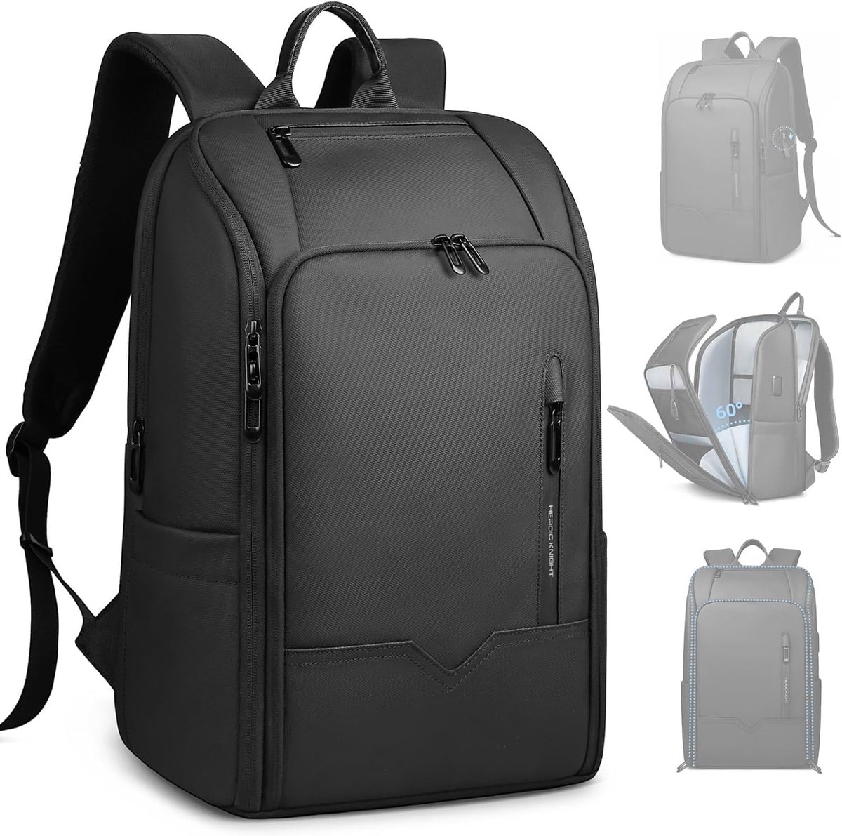 Thijox - Laptop zakelijke rugzak heren met 17.3 inch laptopvak, USB-oplaadpoort, diefstalbestendig, waterafstotend, multifunctionele handbagage dagrug