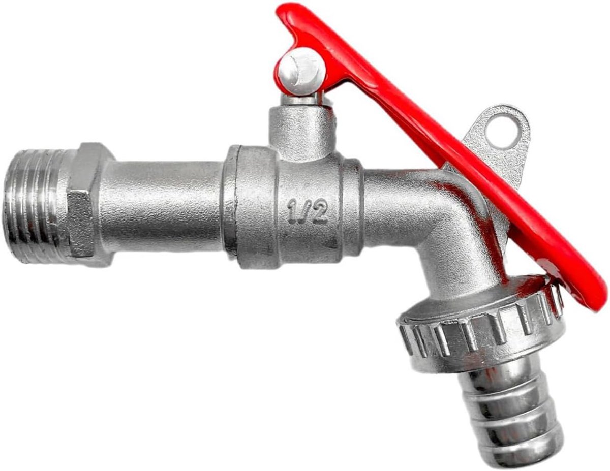 SnelShoppen - Lockable Buitenkraan 1/2" Draad - Anti-Diefstal Tuinkraan van Zinklegering - Ideaal voor Tuin en Keuken - Veiligheidskraan met Sluitmech