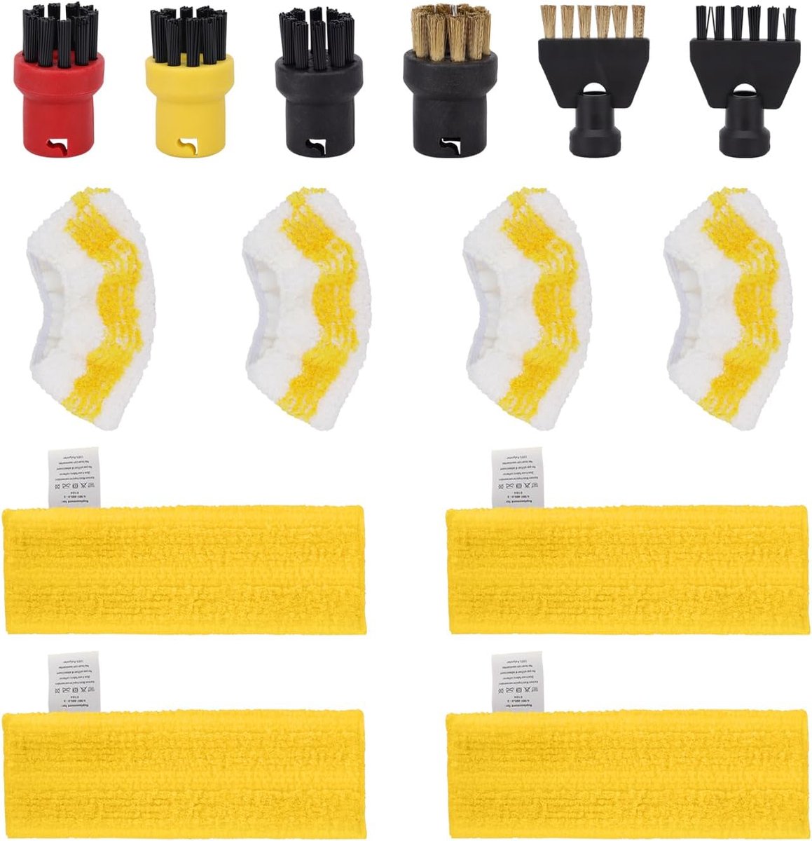 SnelShoppen - Set van 14 Stoomreiniger Accessoires Katoen Set Geschikt voor Stoomreinigers | 4 Microvezel Vloerkleden, 4 Handdoeken, 4 Ronde Borstels,