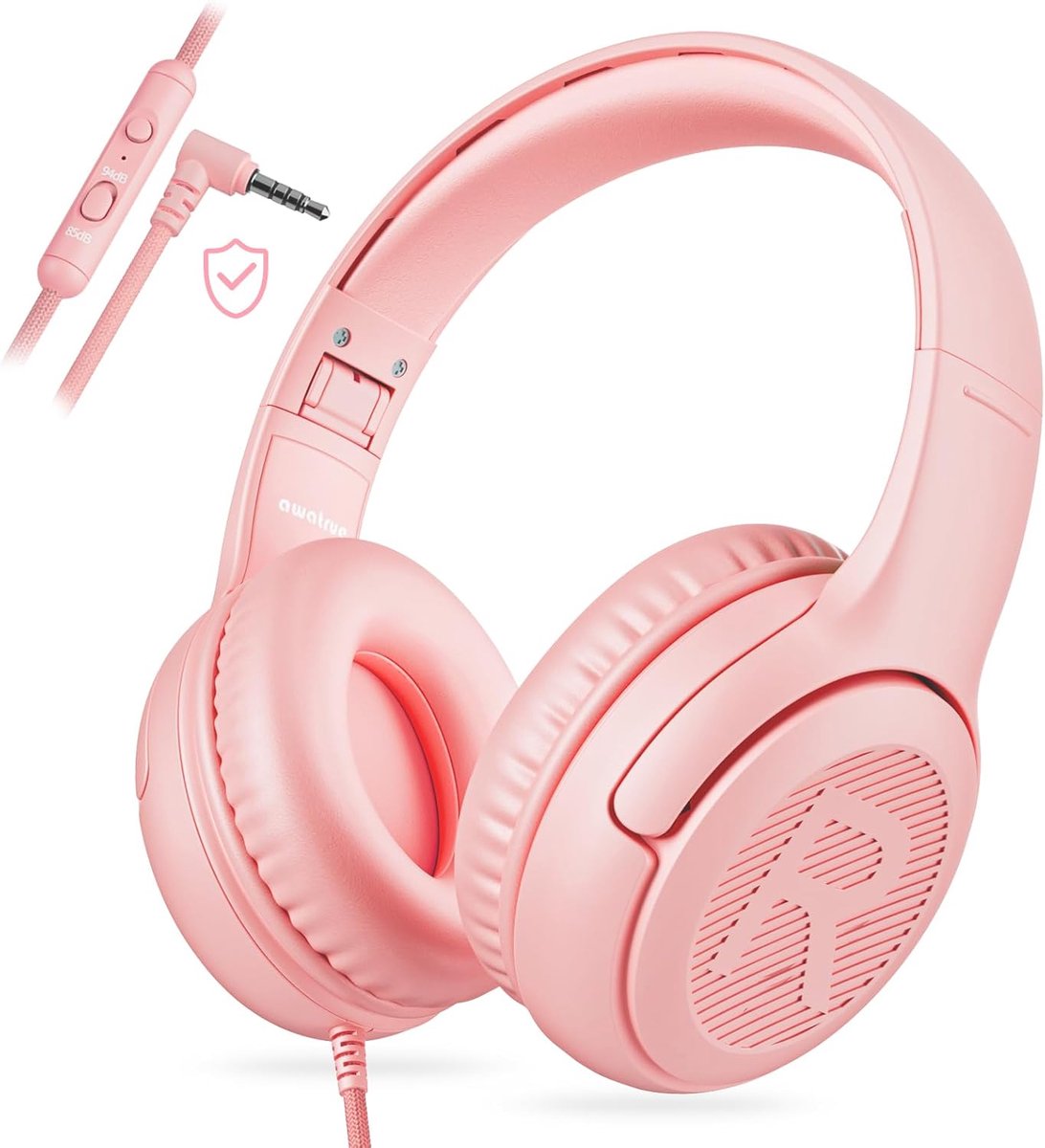 Thijox - Bedrade Hoofdtelefoon voor Kinderen met Microfoon - Roze - Comfortabele On-ear Oordoppen - Ideaal voor Thuis, School en Reizen - Veilig en Du