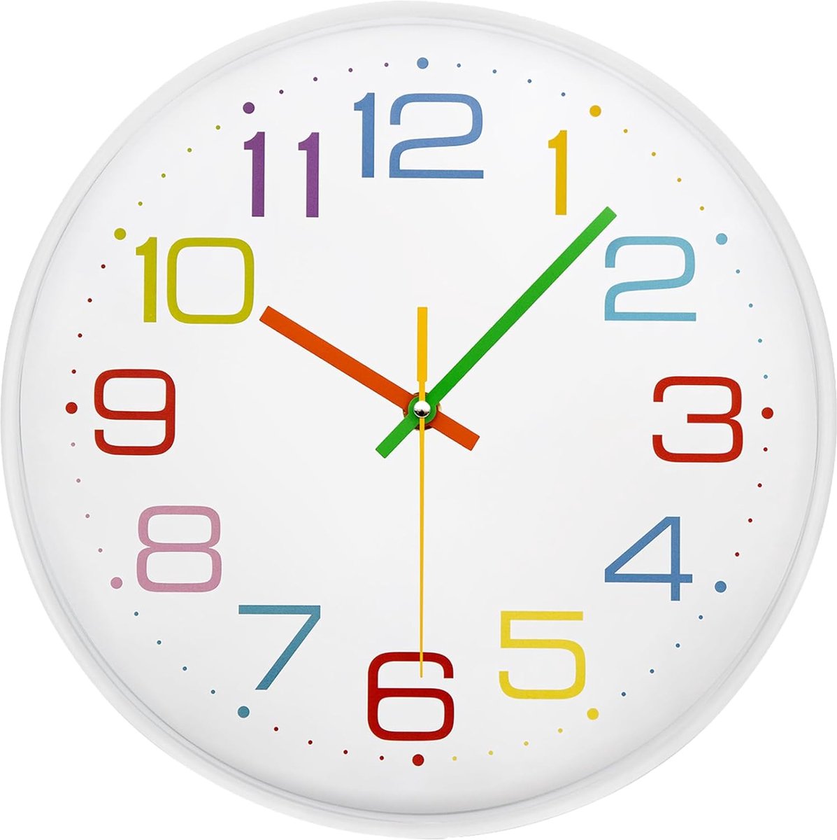 SnelShoppen - Wandklok Kinderen Stille Vintage 30 cm Batterij Quartz Makkelijk Afleesbaar Voor Thuis Keuken Slaapkamer Kantoor School Wit