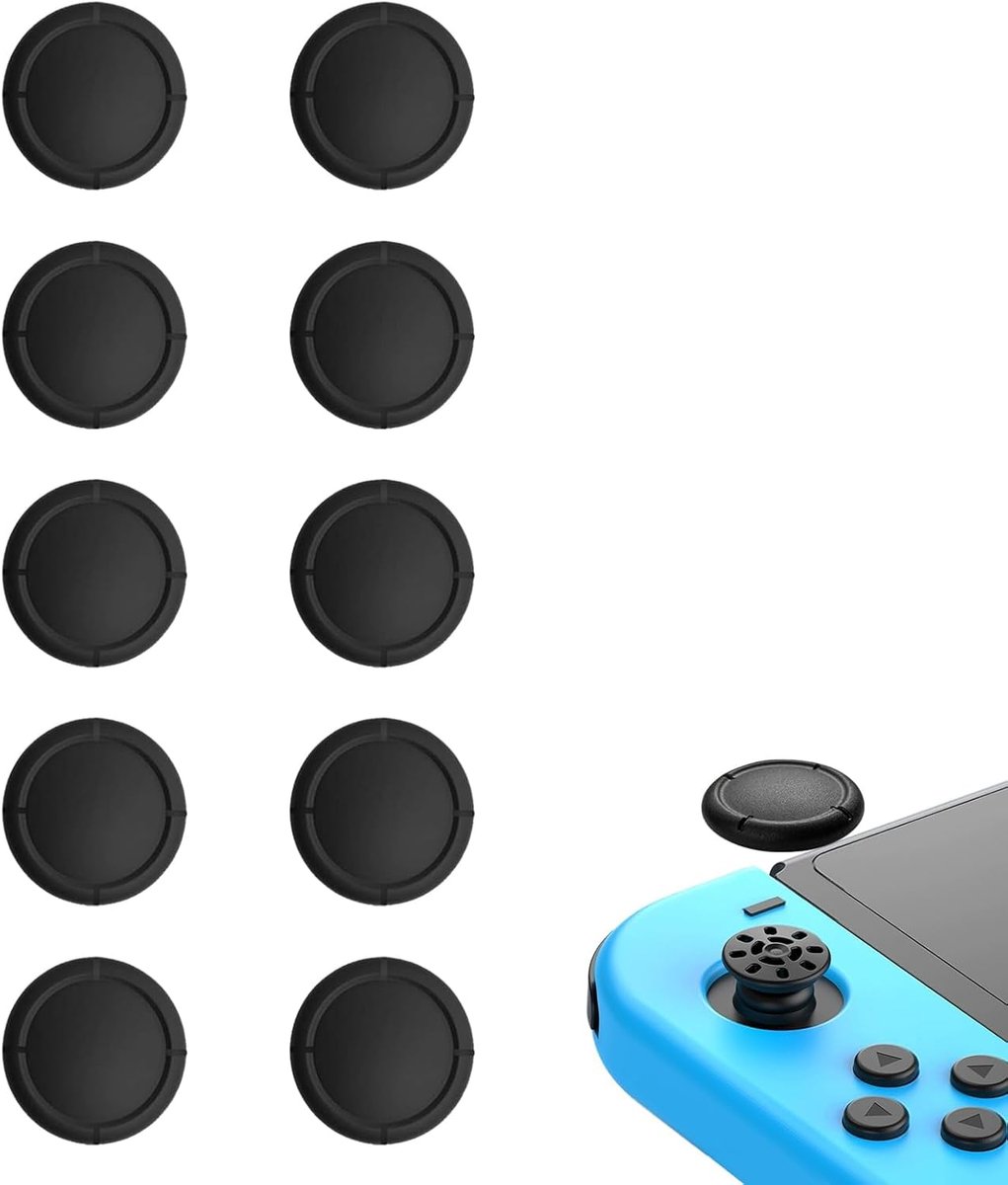 SnelShoppen - Vervangende Caps voor Switch/OLED/Lite - Silicone Joystick Thumb Caps - 5 Pairs - Zwart - Ergonomische Thumb Grips voor Comfortabel Spel