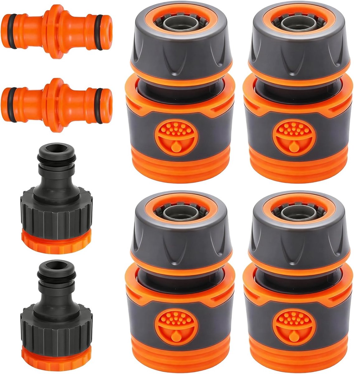 SnelShoppen - Slangverbinder 1/2 inch, Slangkoppeling Tuinslang Aansluitset, Dubbele Stekker, Hoogwaardige ABS & TPR, Antislip Design voor Tuin, Autow