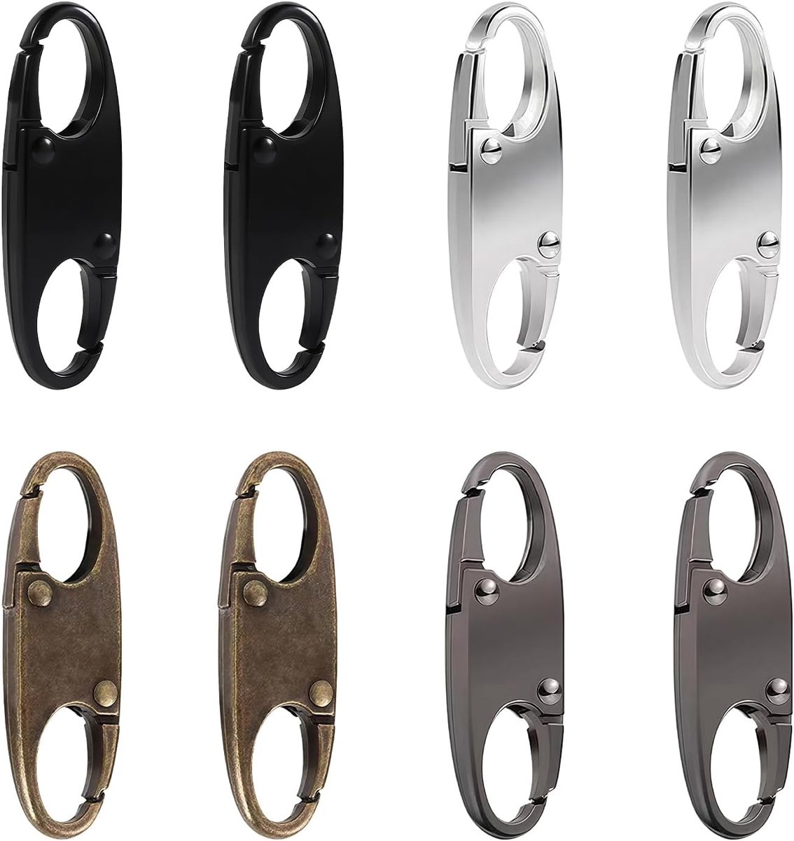 SnelShoppen - Set van 8 S-vormige ritsclips | Dubbelzijdige diefstalwerende mini-karabijnhaken voor rugzakken, ritsen - Ideaal voor camping, vissen, r