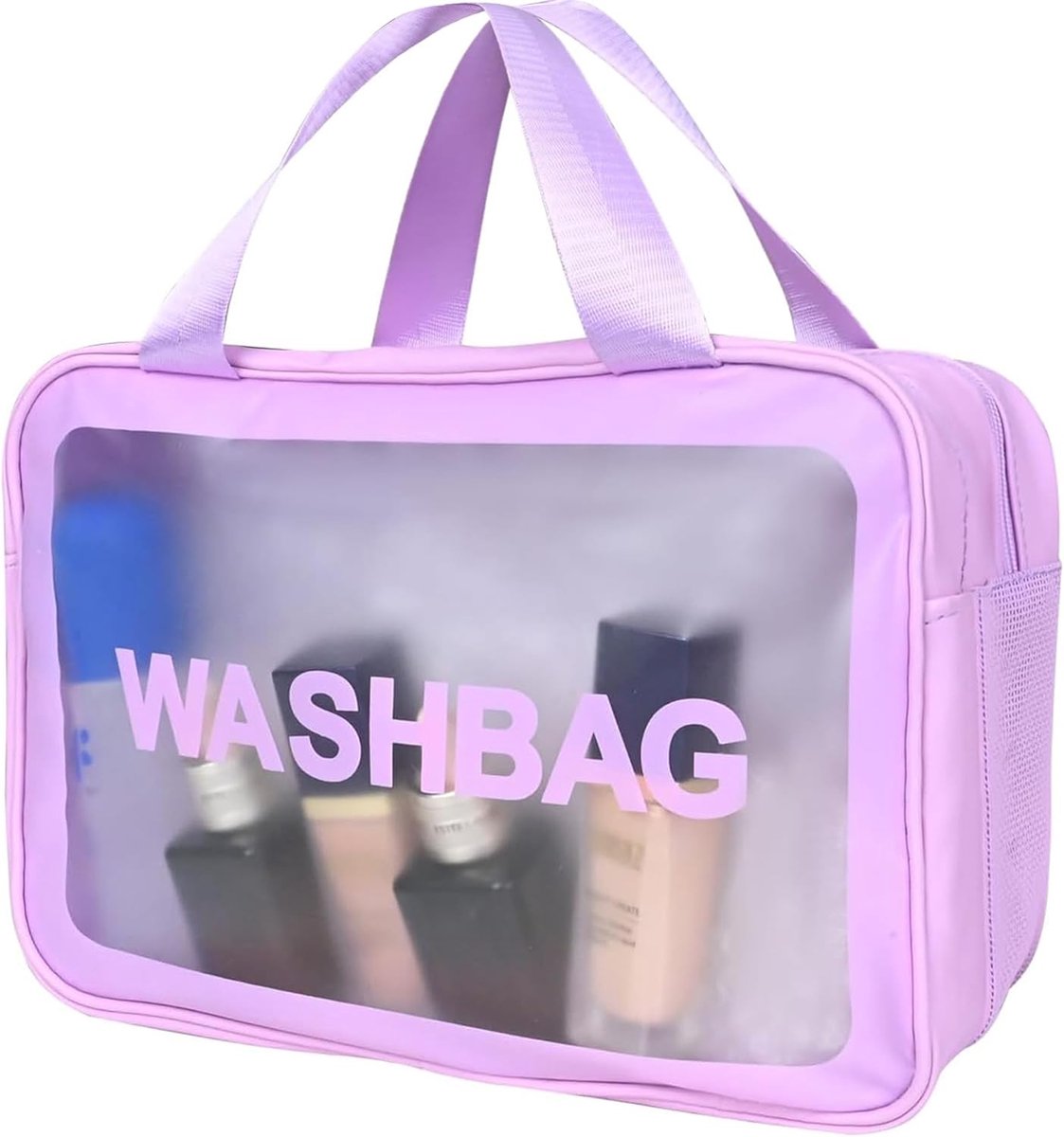 SnelShoppen - Cosmetic Bag Toiletry Bag voor Dames en Heren, Waterdichte Toilettas met Nat en Droog Scheiding, Grote Capaciteit Makeup Bag in Lilac, I