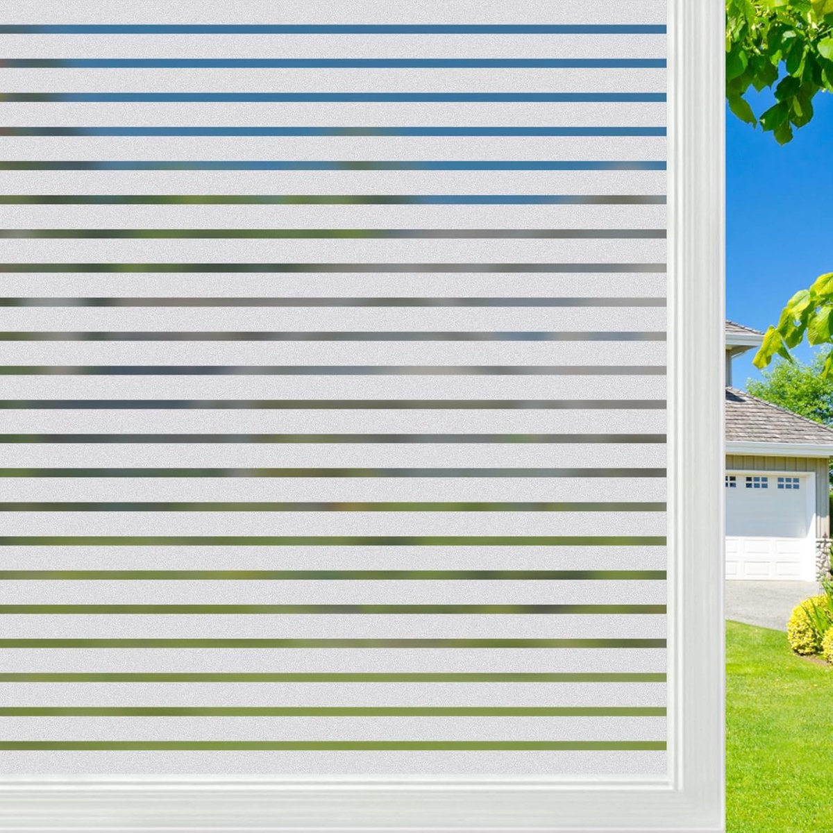 SnelShoppen - Privacy Window Film voor Glazen Ramen - Statische Hechting, Gestreepte Matte Raamfolie, 30 x 120 cm, Ideaal voor Keuken, Woonkamer en Ka