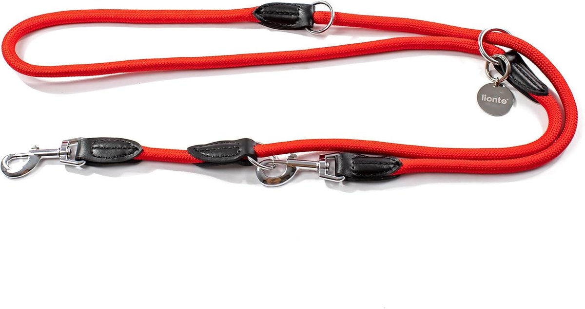 SnelShoppen - Verstelbare Hondenriem Multifunctionele Dubbele Leash Freestyle Hondenriem Schouderriem Klapriem Assortiment Kleuren Rood