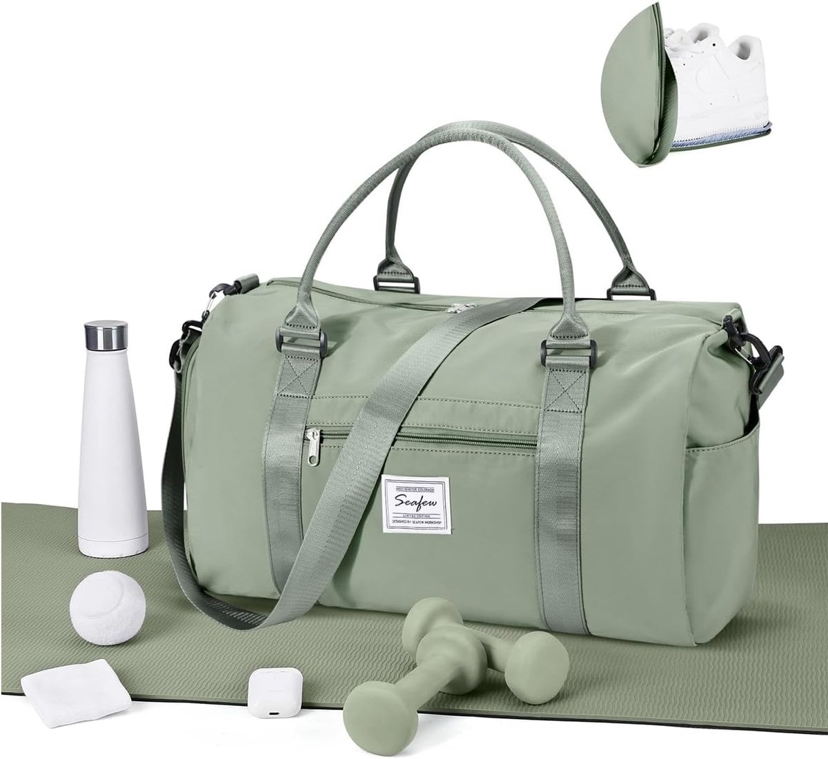 SnelShoppen - Sporttas voor Dames en Heren met Schoencompartiment - Waterdichte Reistas, Fitness Bag, Weekendtas, Duffle Bag, Ademend, Lichtgewicht, A