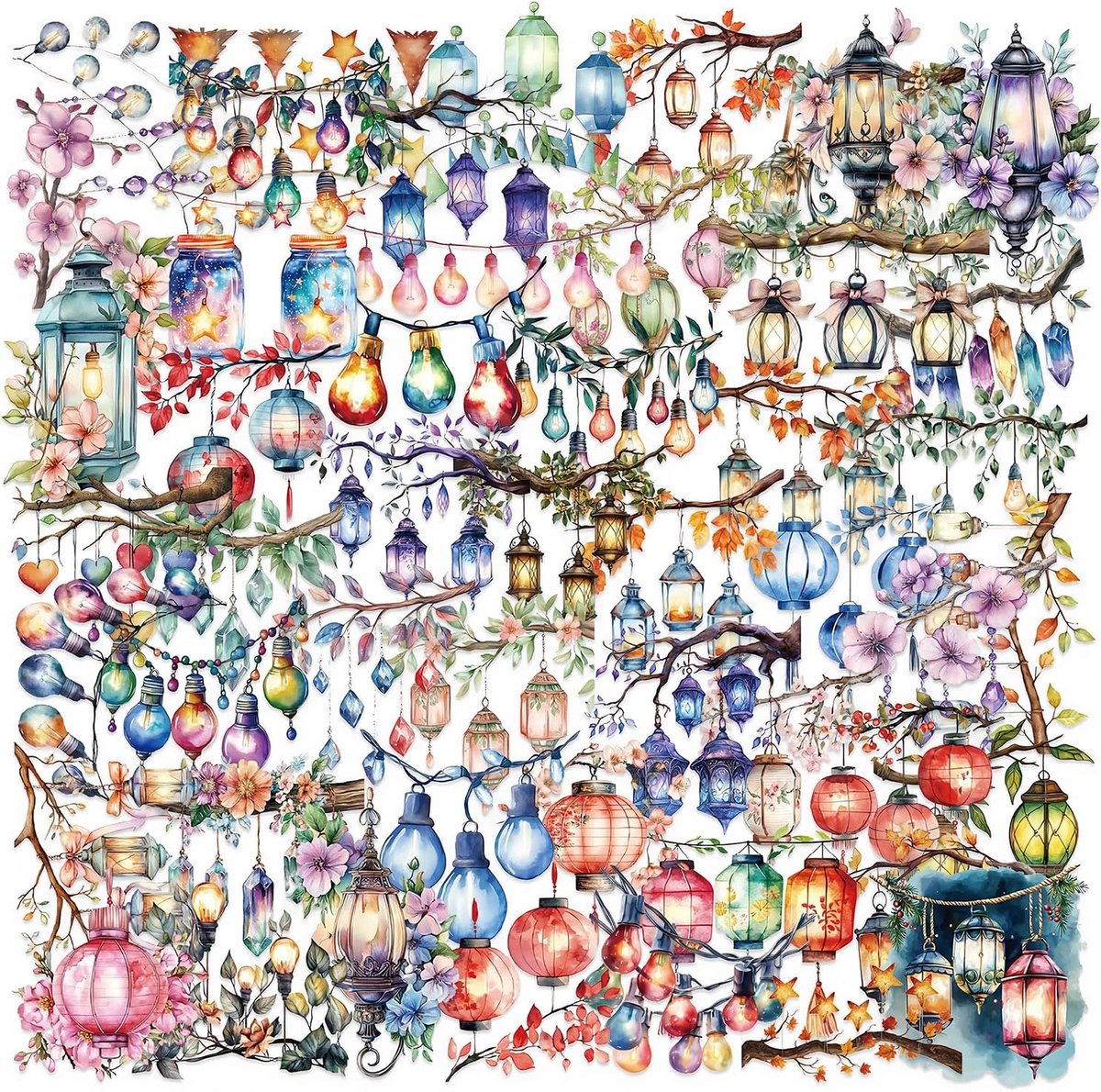 Thijox - 100 Stuks Esthetische Licht Stickers Vintage Fantasy Decal Set voor Dagboek, Scrapbooking, Laptop, Fotoalbum, Waterdichte Transparante PET St