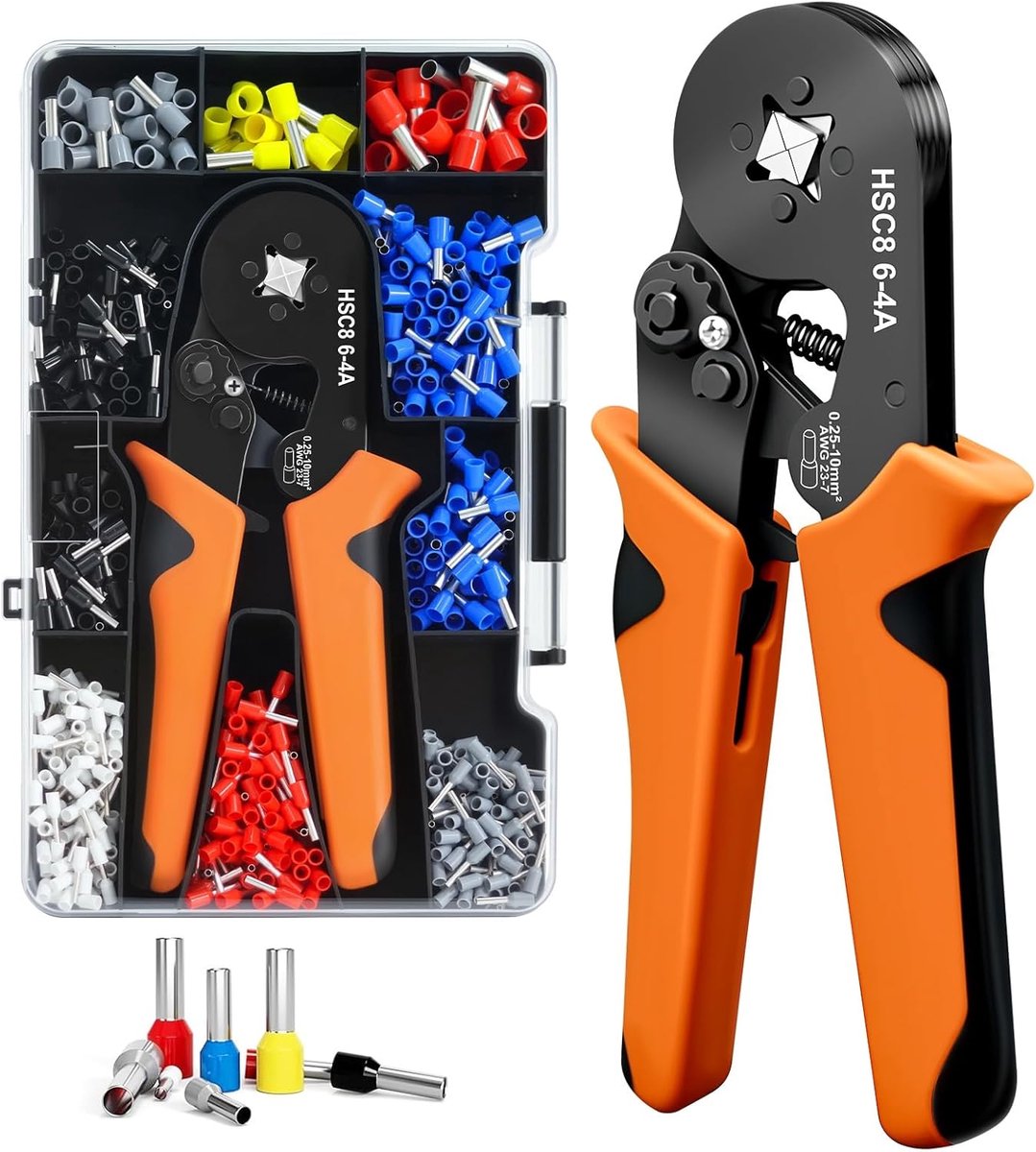 SnelShoppen - Crimping Pliers Set met 1250 Ferrules, Zelfaanpassende Crimping Pliers 0.25-10mm² voor Thuisgebruik, Professioneel Gereedschap, Kabel Ei